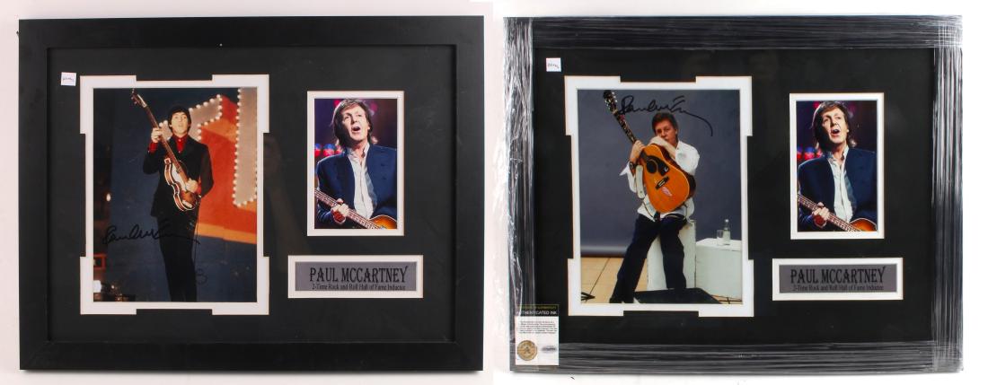 TWO PAUL MCCARTNEY AUTOGRAPHED PHOTOS: TWO PAUL MCCARTNEY AUTOGRAPHED PHOTOS: One has certificate of authenticity. 15 3/4" X 21 1/2" $500 - $800 Shipping: We ar
