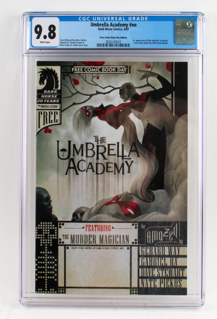 UMBRELLA ACADEMY FREE COMIC BOOK DAY CGC 9.8: UMBRELLA ACADEMY FREE COMIC BOOK DAY CGC 9.8: $100 - $200 Shipping: Shipping this lot to an address in the United States will cost $15.00 for the first lot and an additional $7.50 for