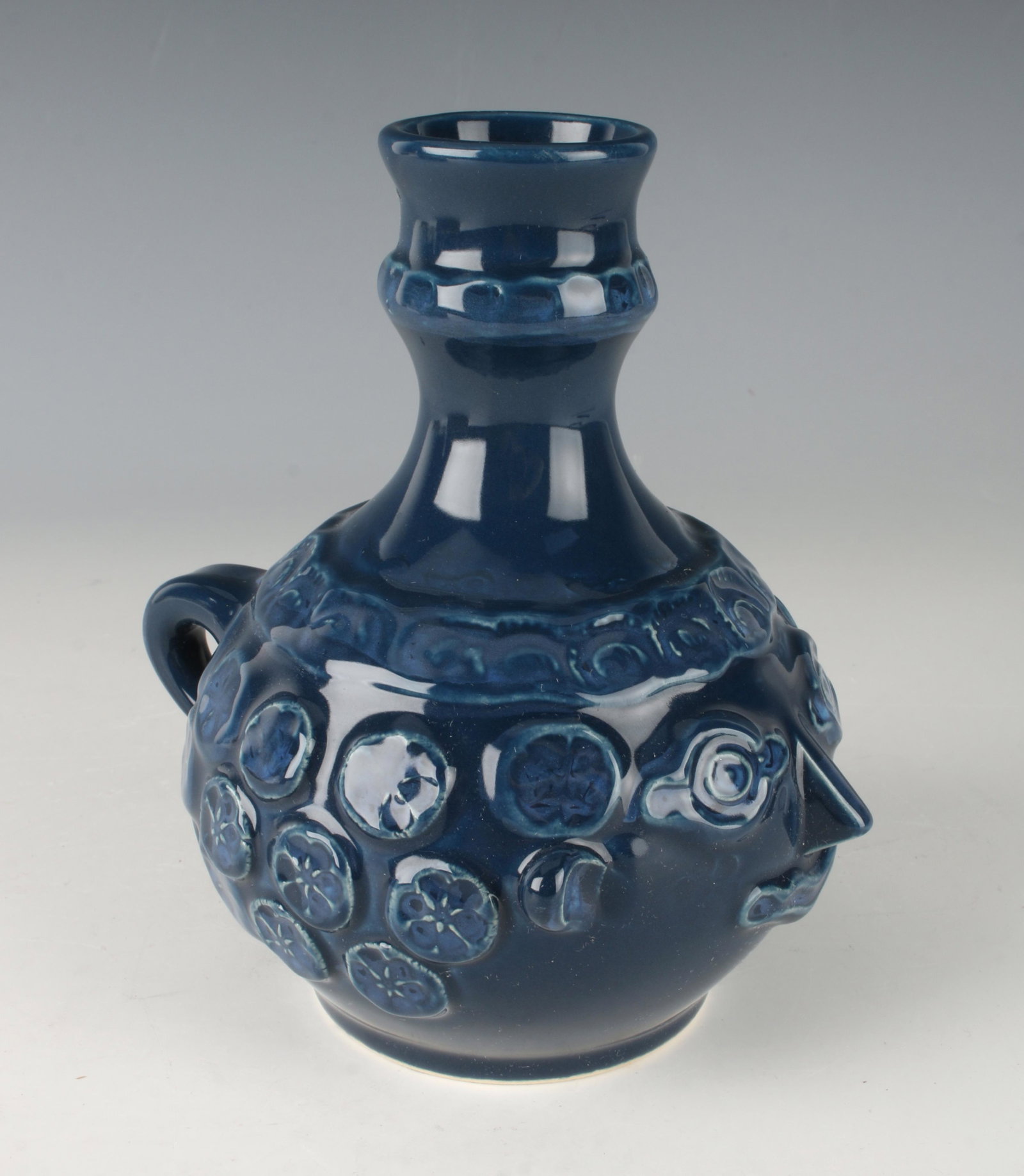 VINTAGE ROSENTHAL BJORN WIINBLAD FACE PITCHER: VINTAGE ROSENTHAL BJORN WIINBLAD FACE PITCHER: Vintage Rosenthal Studio Line face pitcher in rich cobalt blue glaze. Excellent vintag