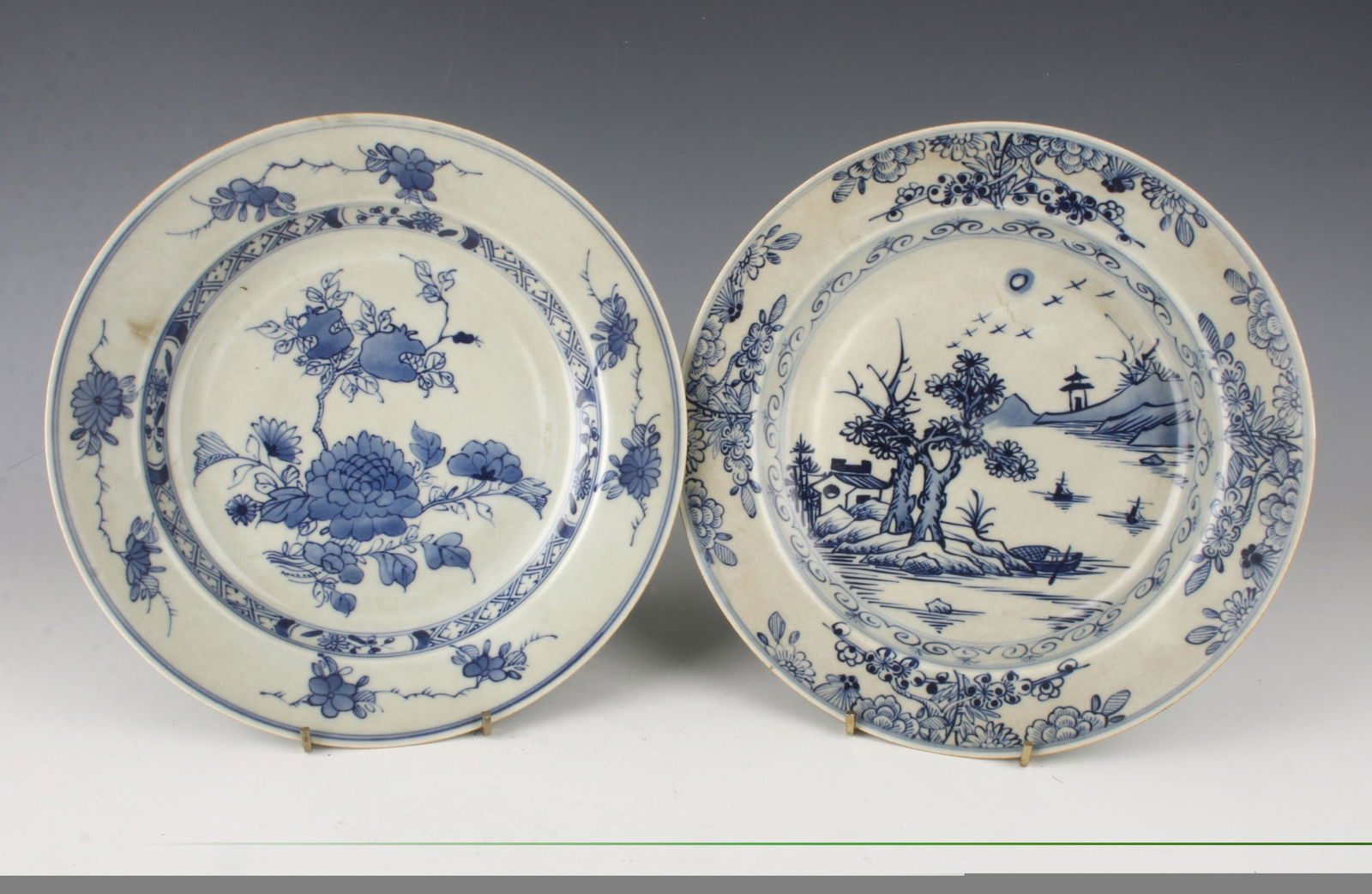 TWO PORCELAIN BLUE & WHITE PLATES (1 of 4)