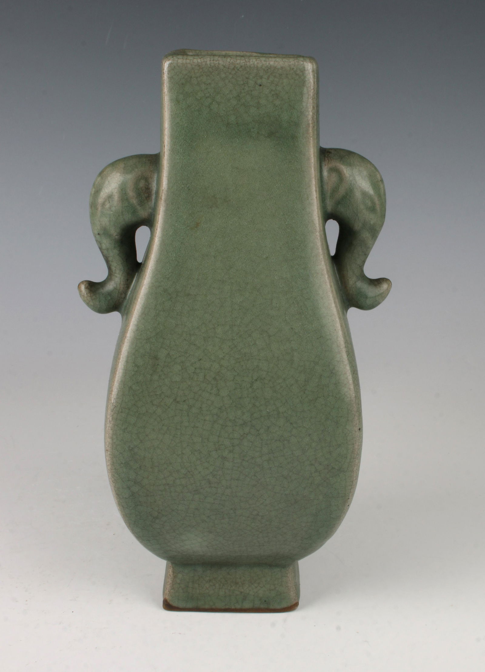 CELADON CRACKLE VASE WITH ELEPHANT HEAD HANDLES (1 of 5)