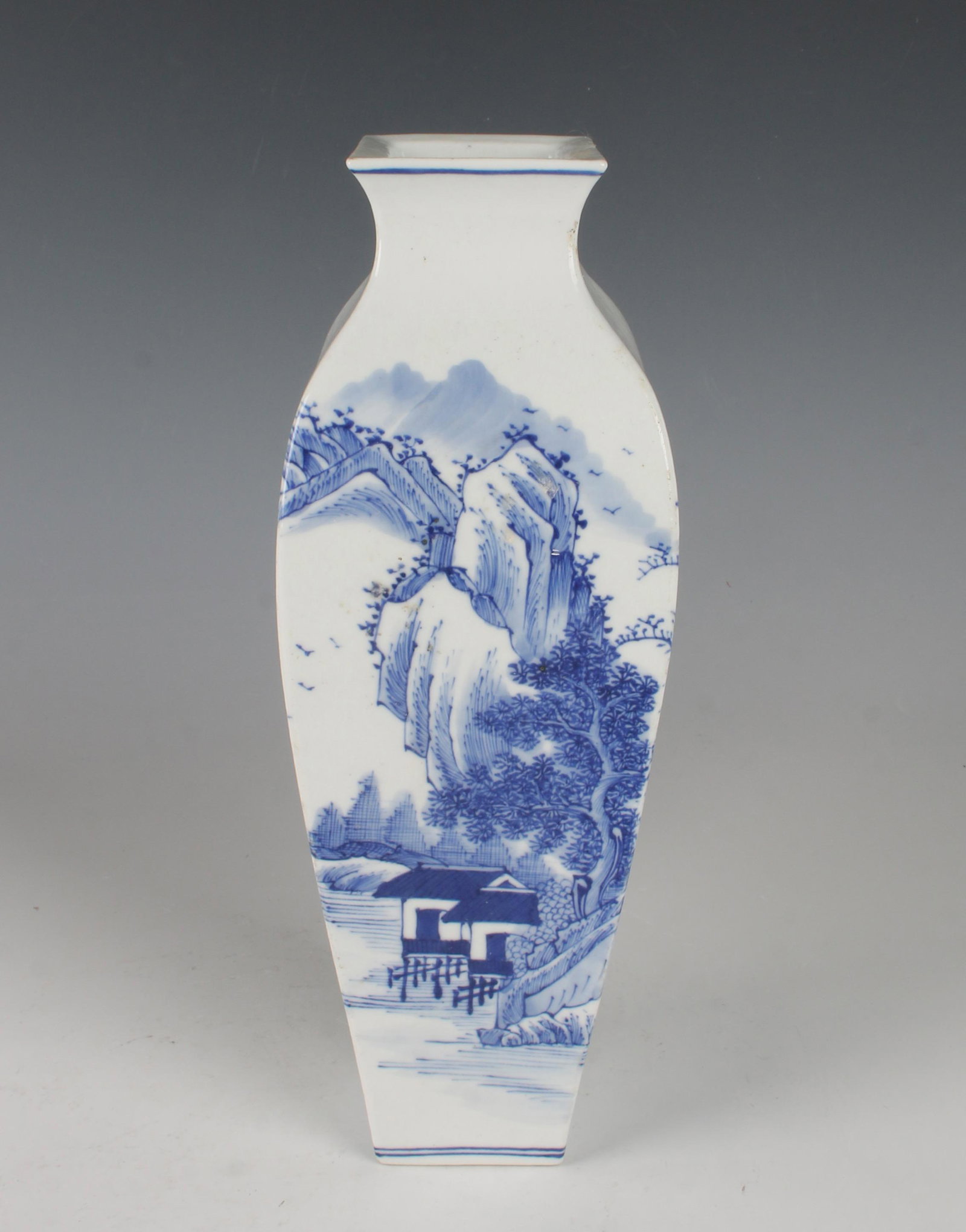 WHITE & BLUE LANDSCAPE VASE (1 of 5)