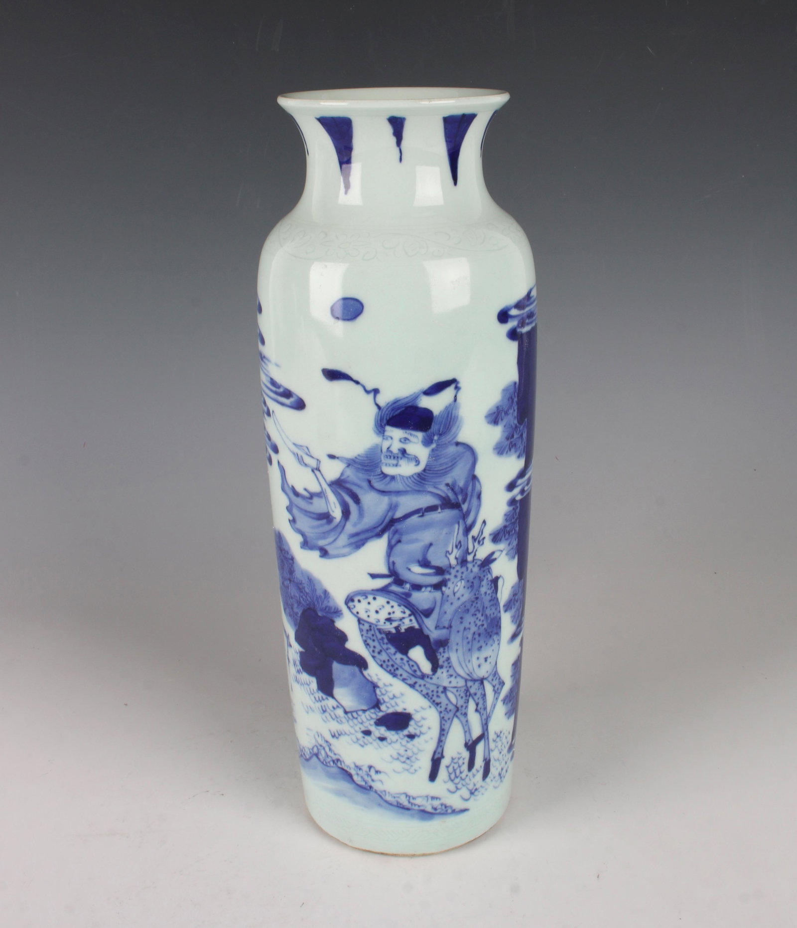 CYLINDRICAL BLUE & WHITE SLEEVE VASE (1 of 8)