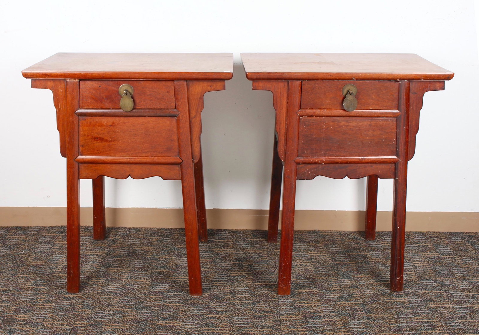 PAIR OF ALTAR TOP HARDWOOD SIDE TABLES (1 of 8)