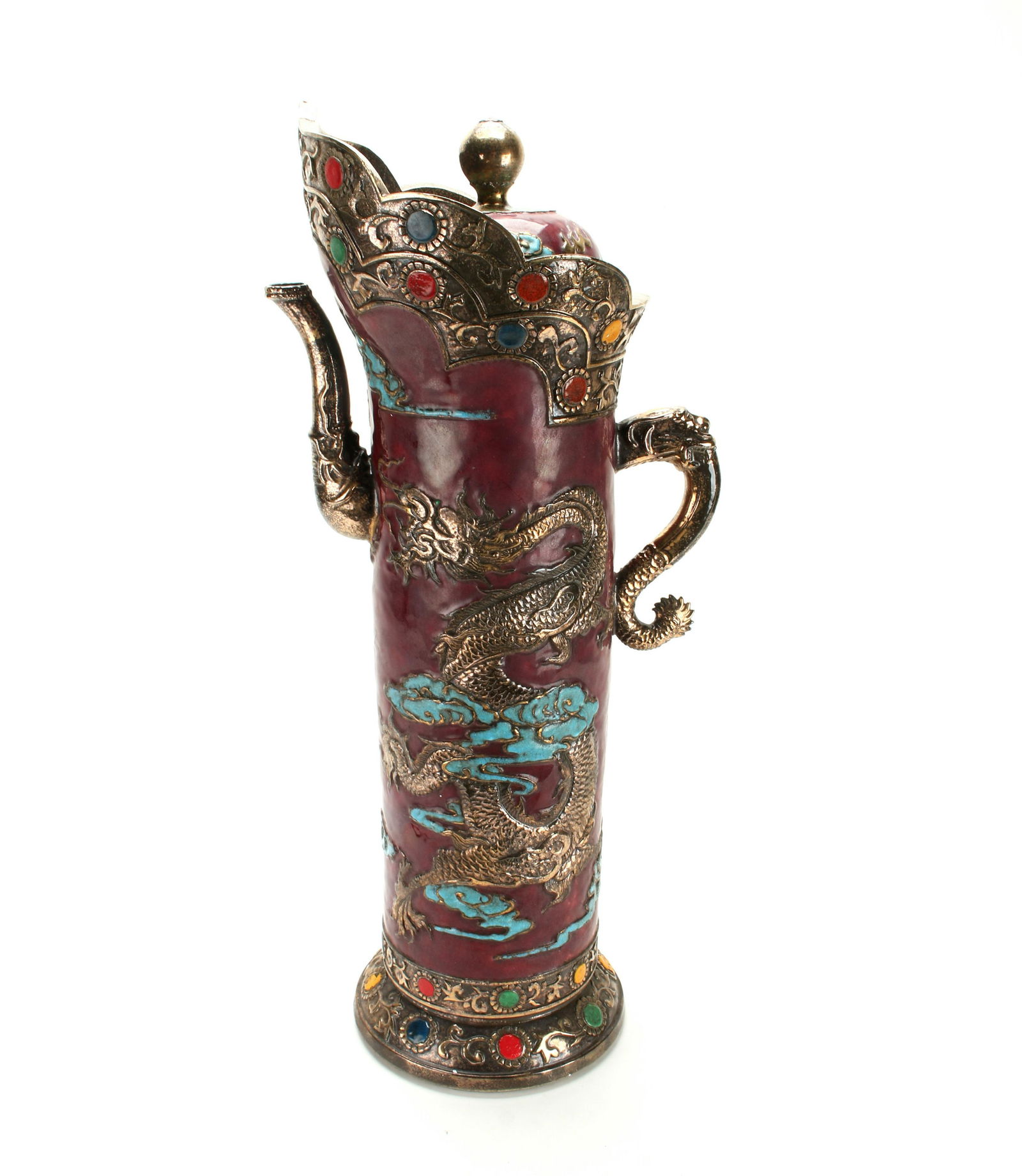 LARGE LIDDED DECORATIVE HANDLED DRAGON EWER (1 of 10)
