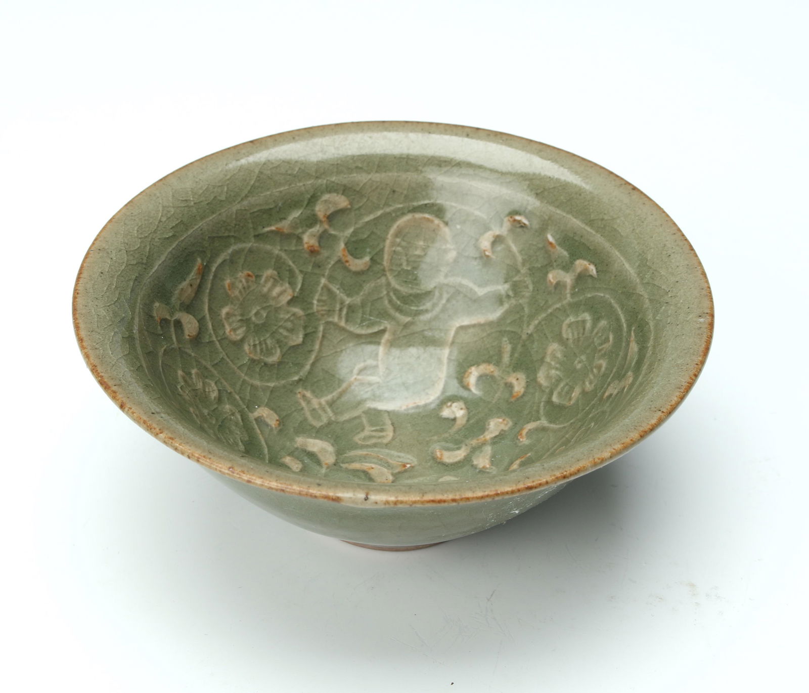 SMALL CARVED CELADON BOWL (1 of 5)