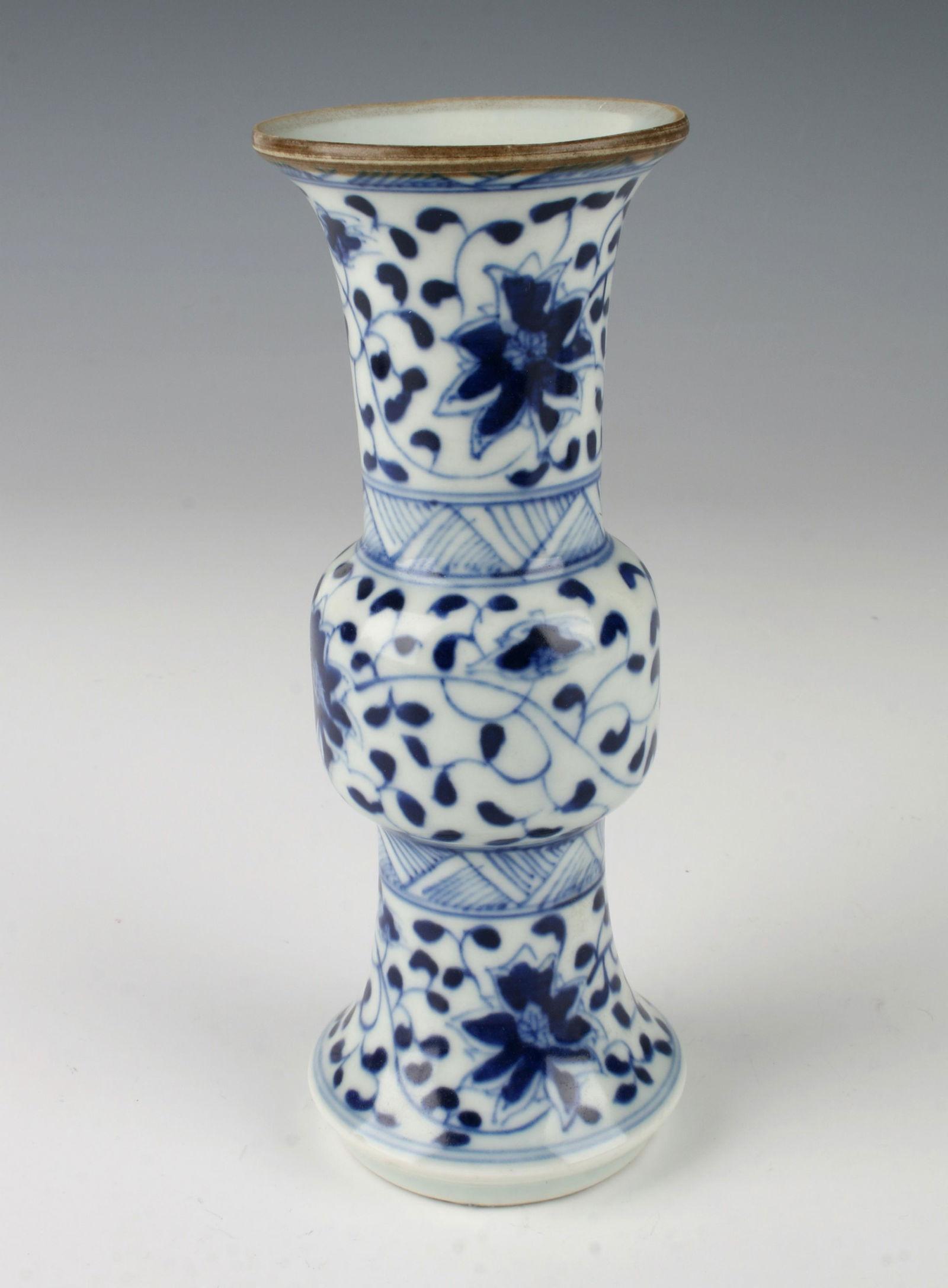 SMALL BLUE & WHITE GU FORM VASE (1 of 4)