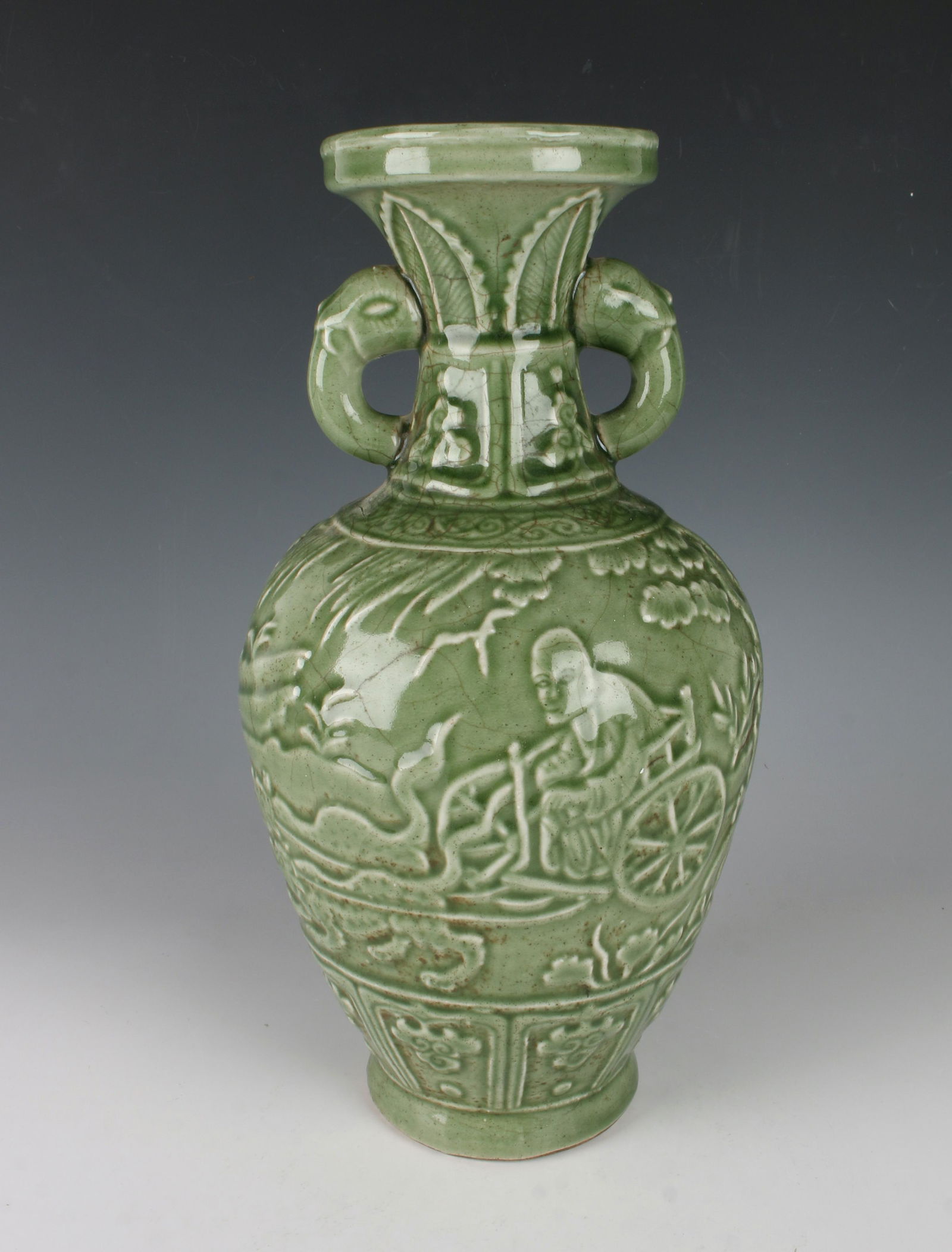 INCISED CRACKLE CELADON VASE (1 of 4)