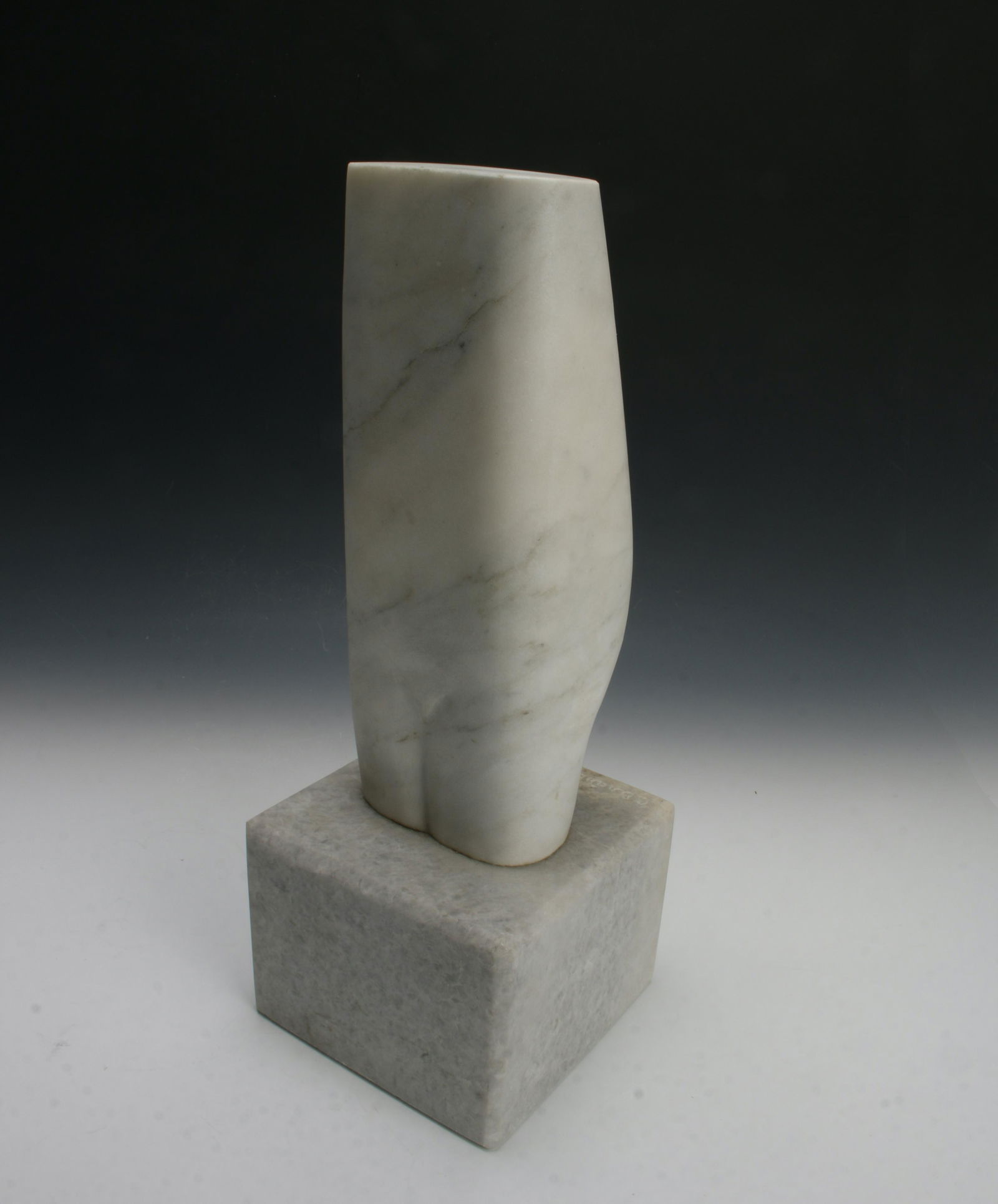 CONSTANTIN BRANCUSI MARBLE TORSO: Lovely carved marble torso of female. Style consistent with Constantin Brancusi' stylized simplified art. Reminiscent of Cycladic sculpture. Signed and dated on plinth "C. Brancusi 1943". Un