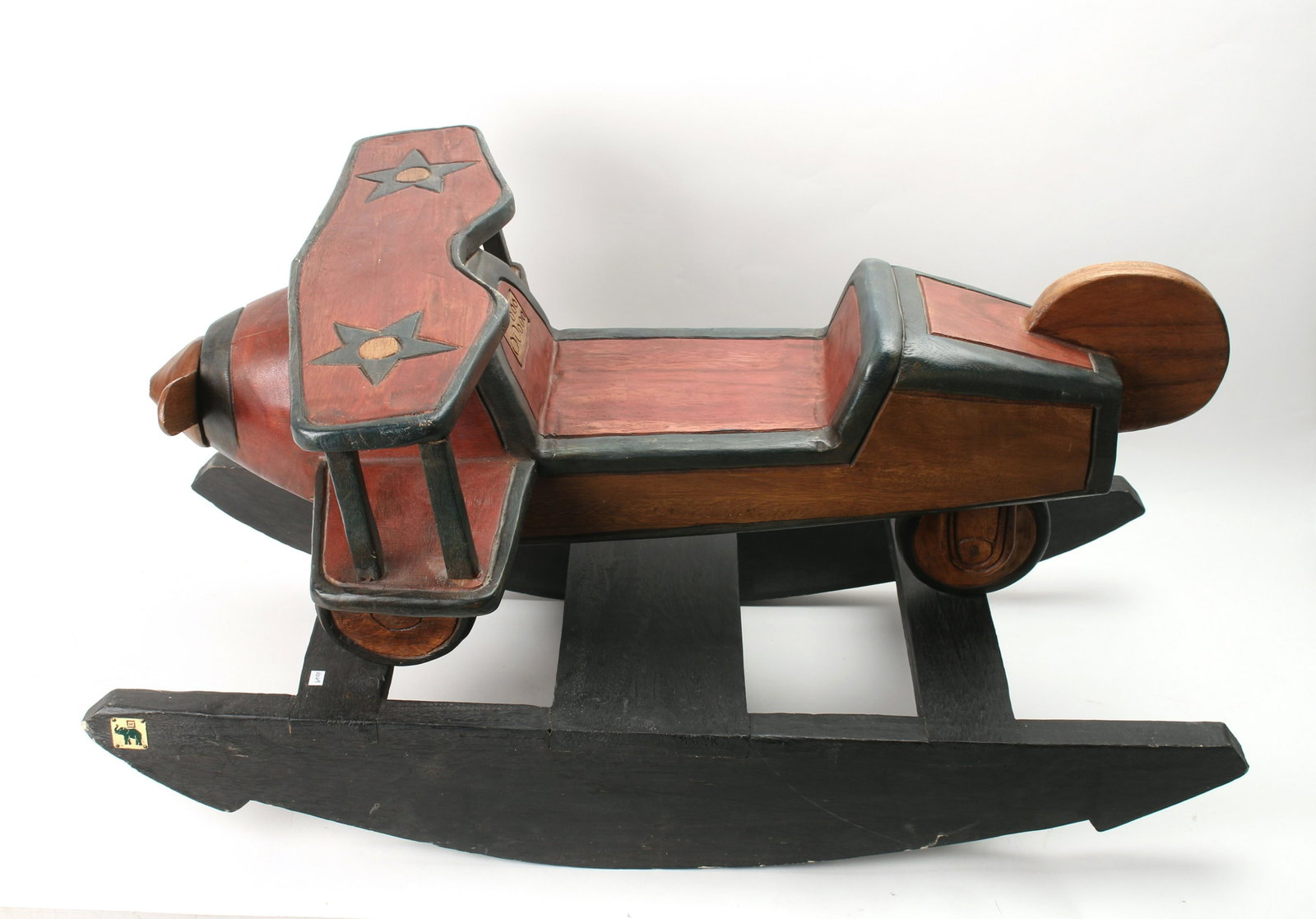 MANDALAY BOX COMPANY AIRPLANE ROCKER: Madalay Box Company hand made in Thailand. Has a spinning propellor in front. 34" X 20" $100 - $200 Please contact us for high resolution images of this lot. Shipping: <