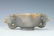 CARVED AGATE BUFFALO HEAD HANDLED BOWL