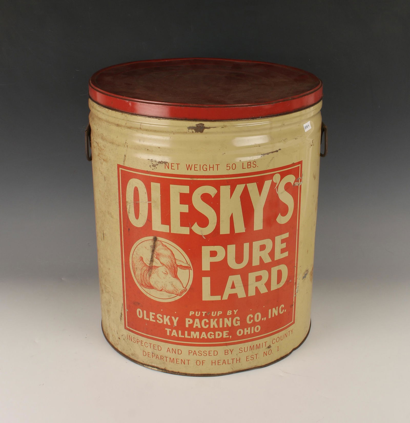 Vintage Large Olesky Pure Lard Pail Can
