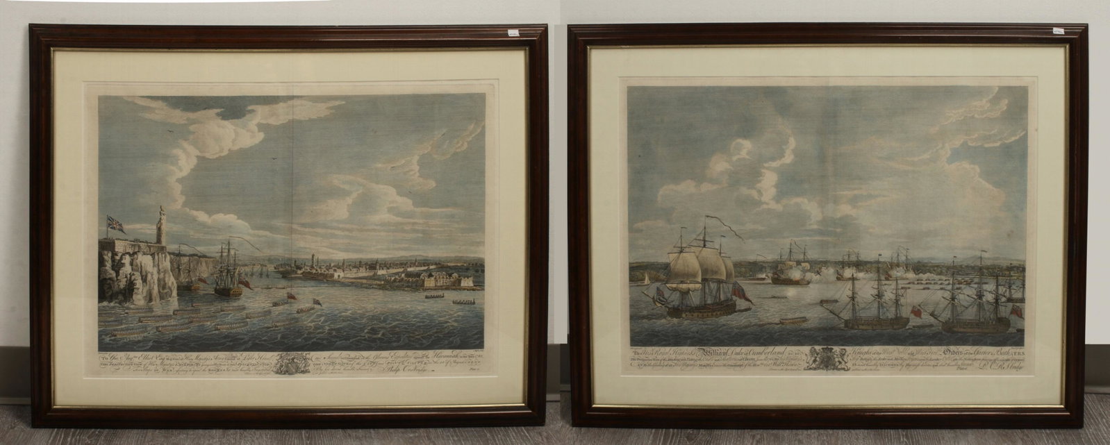 TWO PRINTS OF THE BRITISH SIEGE OF HAVANA: Two prints of harbors during the 18th century. One depicts British forces storming the fortress of San Salvador de la Punta in Havana, Cuba, on August 14th, 1762. The other depicts the taking of the L