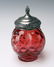 LATE VICTORIAN CRANBERRY GLASS LOBED JAR - 2
