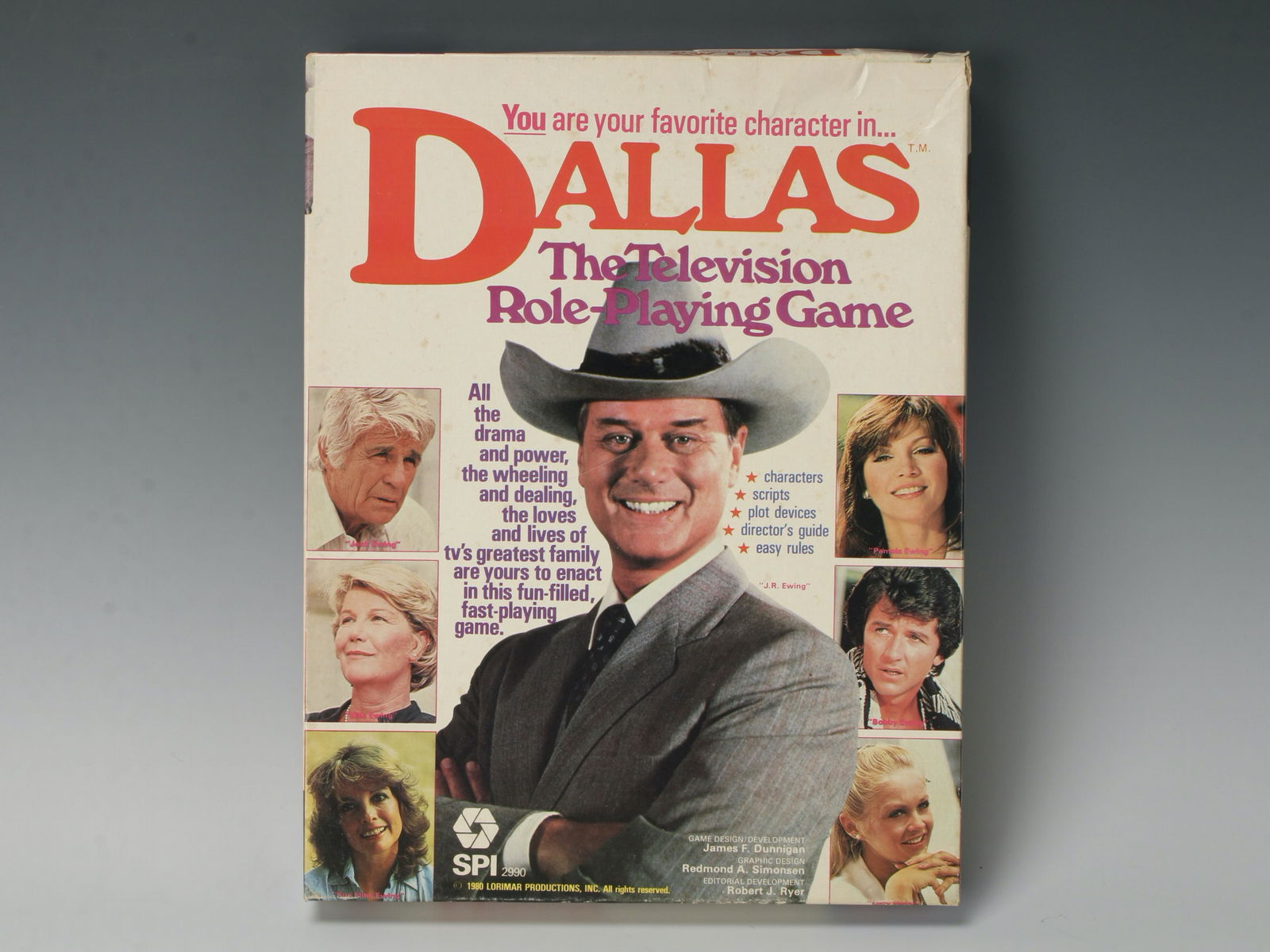 DALLAS THE TELEVISION ROLE PLAYING GAME 1980: Howdy. The "Dallas" Rol-Playing game. Published by Simulations Publications Inc. 1980. 9 1/4" X 12" $40 - $80 P