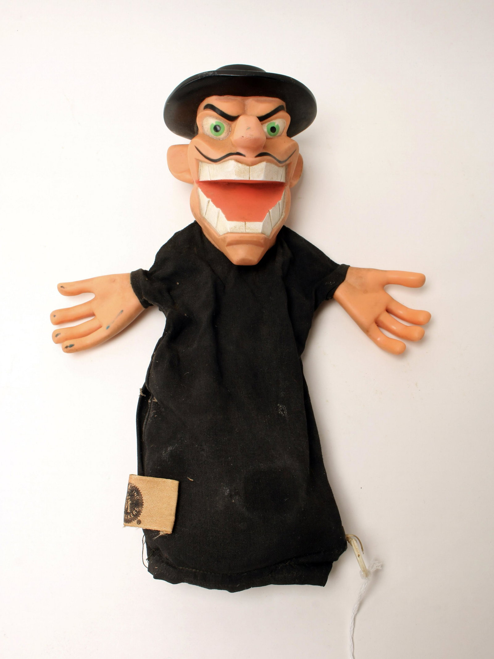 1962 MATTEL PULL STRING TOY DJ BY BOB CLAMPETT: Vintage pull string toy D.J., Dishonest John, from 1950s cartoon series Beany and Cecil made by puppeteer Bob Clampett. 12" $50 - $150 Please contact us for high resolution images of this