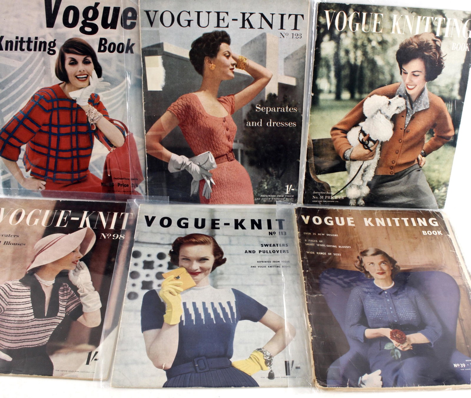 VINTAGE VOGUE KNIT KNITTING MAGAZINES 1960S: Sweaters, Twin-sets, jackets! Copyright in Great Britain. 7 1/2" X 9 1/2" $40 - $80 Please contact us for high resolution images of this lot. Shipping: W