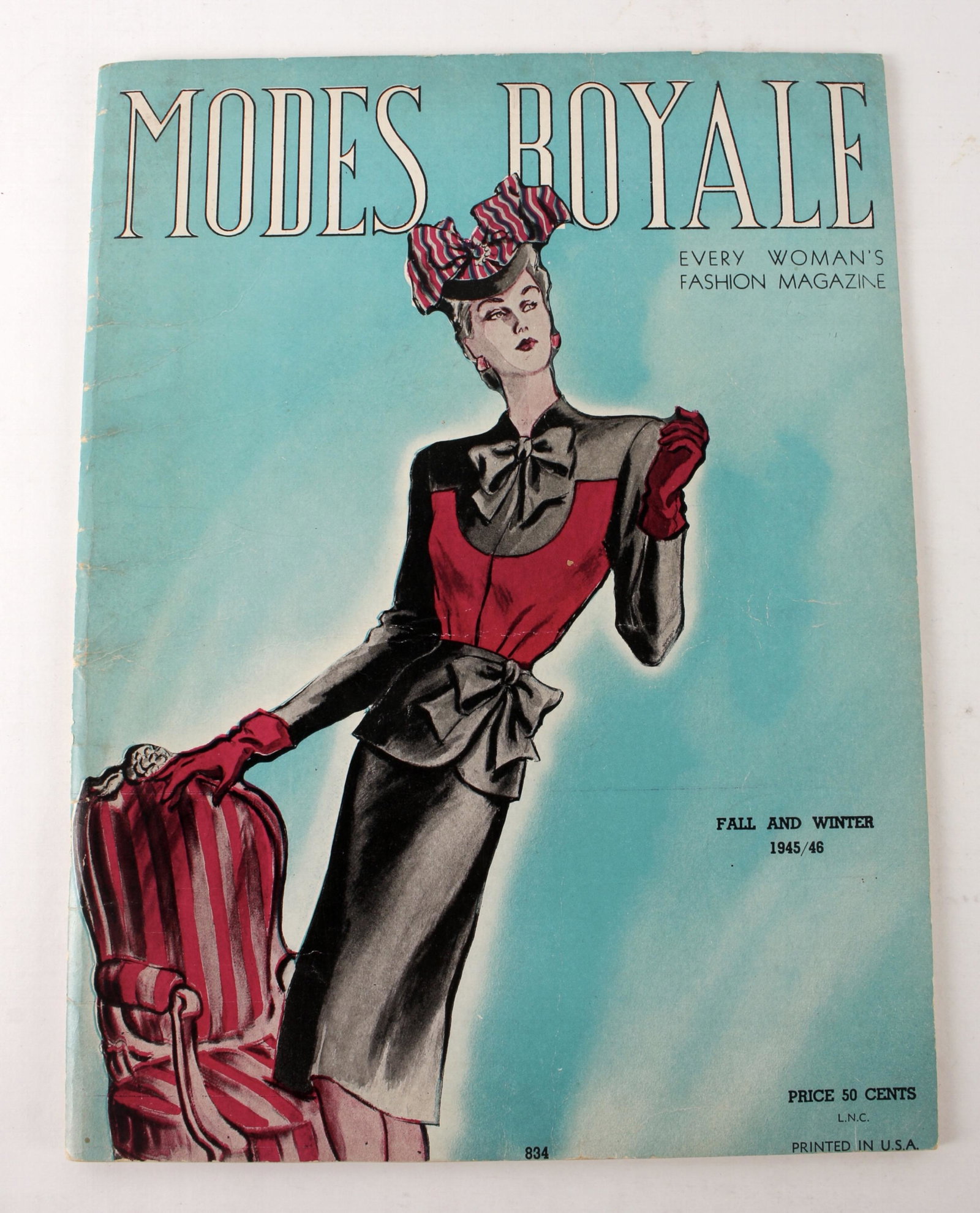 MODE ROYALE FASHION MAGAZINE 1945 - 1946: Fabulous examples of 1940s fashions. 9 1/2" X 12" $40 - $80 Please contact us for high resolution images of this lot. Shipping: We are able to pack and s