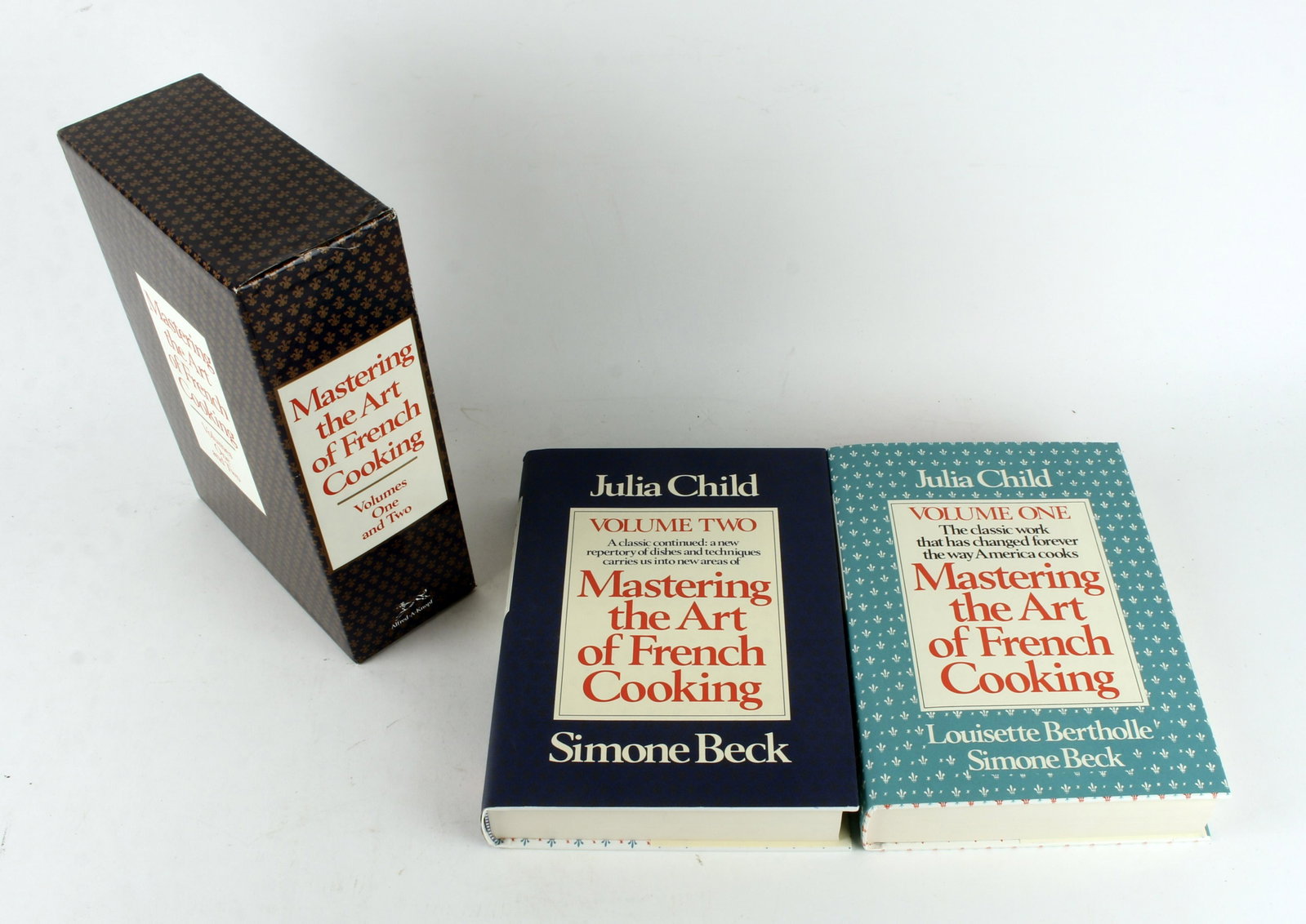 MASTERING ART OF FRENCH COOKING 1996 VOL. 1 & 2: Copyright 1996. Hard cover with dust jacket in slip cover for both volumes. Volume 1 The classic work that has changed forever the way America cooks. By Julia Child, Louisette Bertholle, and Simone Be
