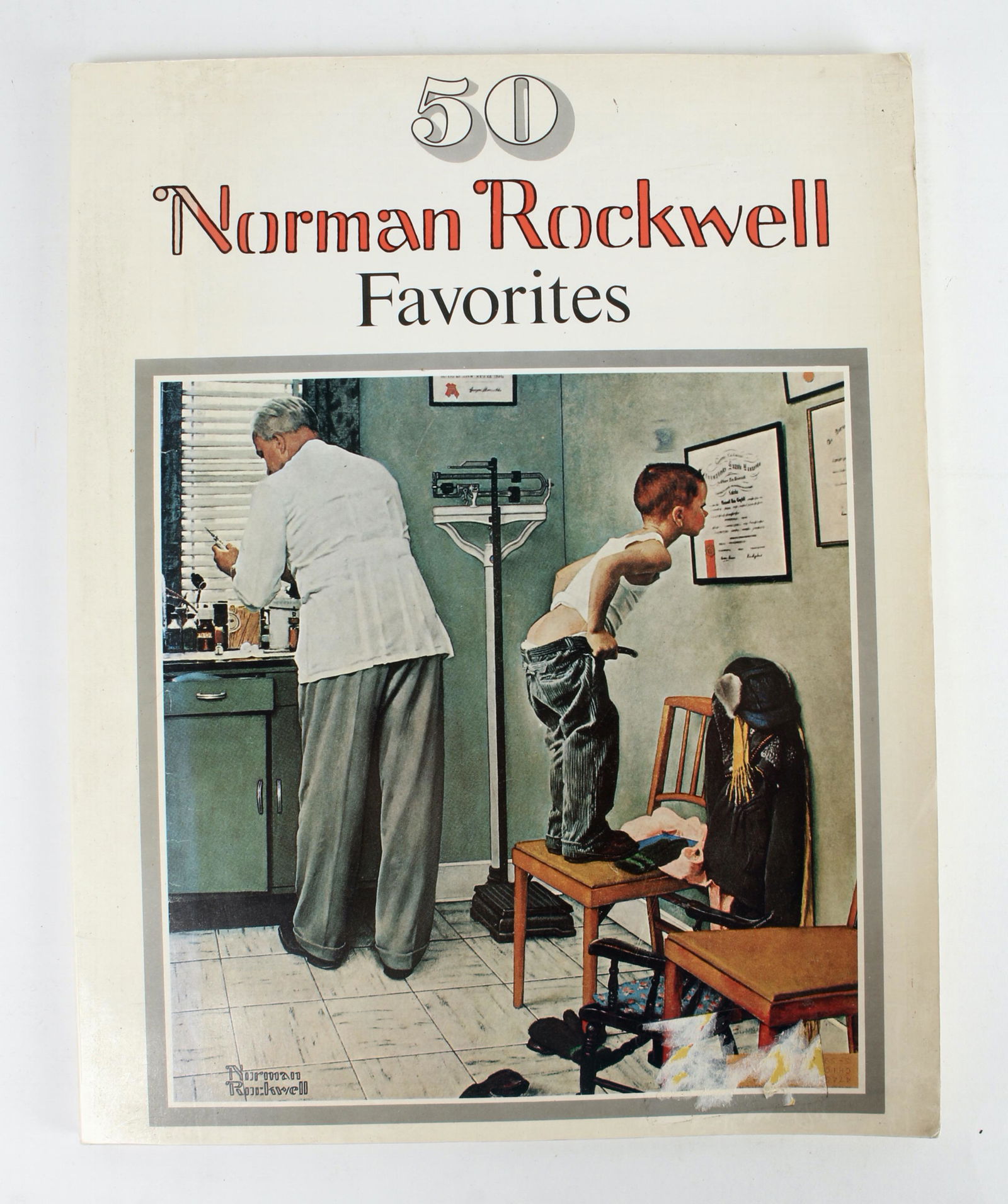 50 NORMAN ROCKWELL FAVORITES COFFEE TABLE BOOK: Large coffee table book filled with iconic Norman Rockwell art. Introduction by Christopher Finch. Crown Publishers, Inc. 12" X 15 1/4" $20 - $40 Please contact us for high resolution
