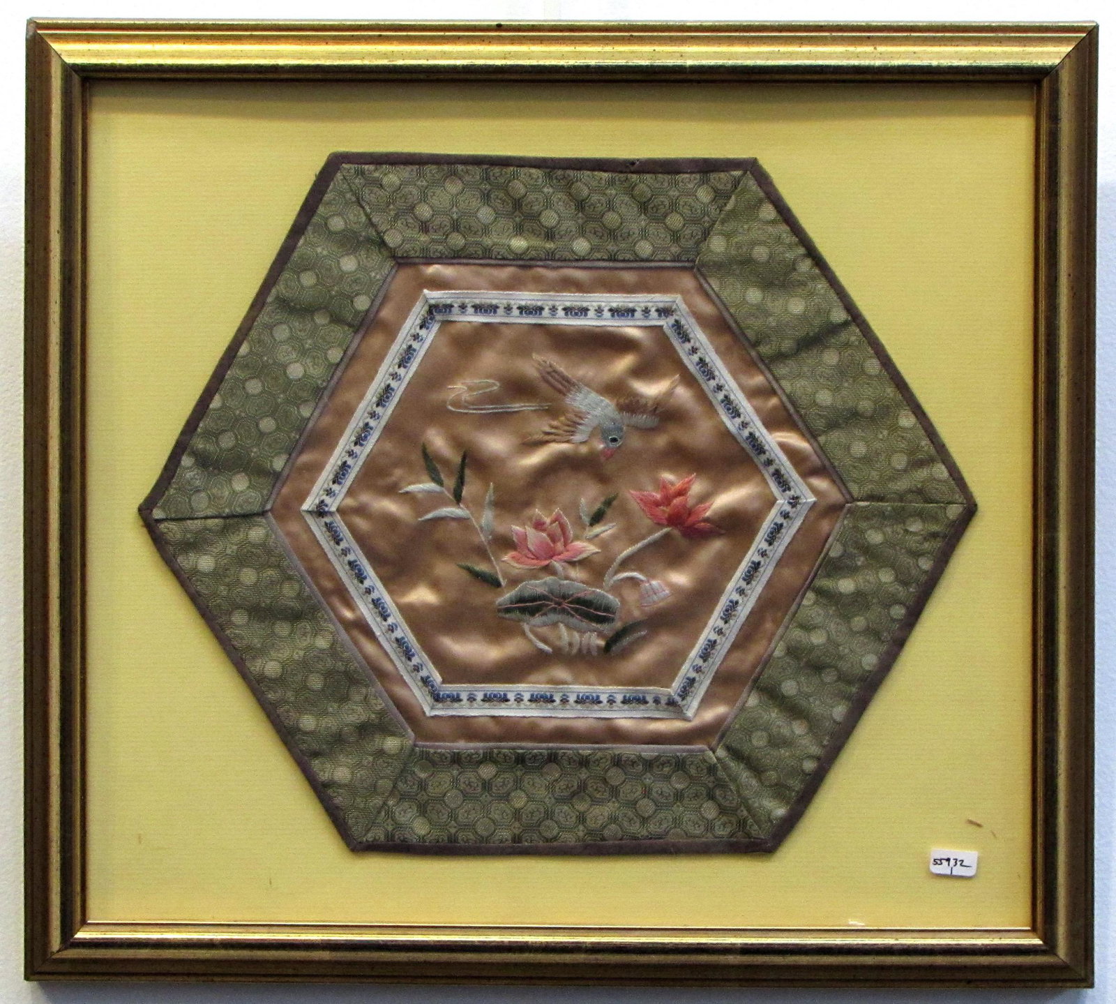 FRAMED CHINESE FLOWER EMBROIDERY (1 of 3)