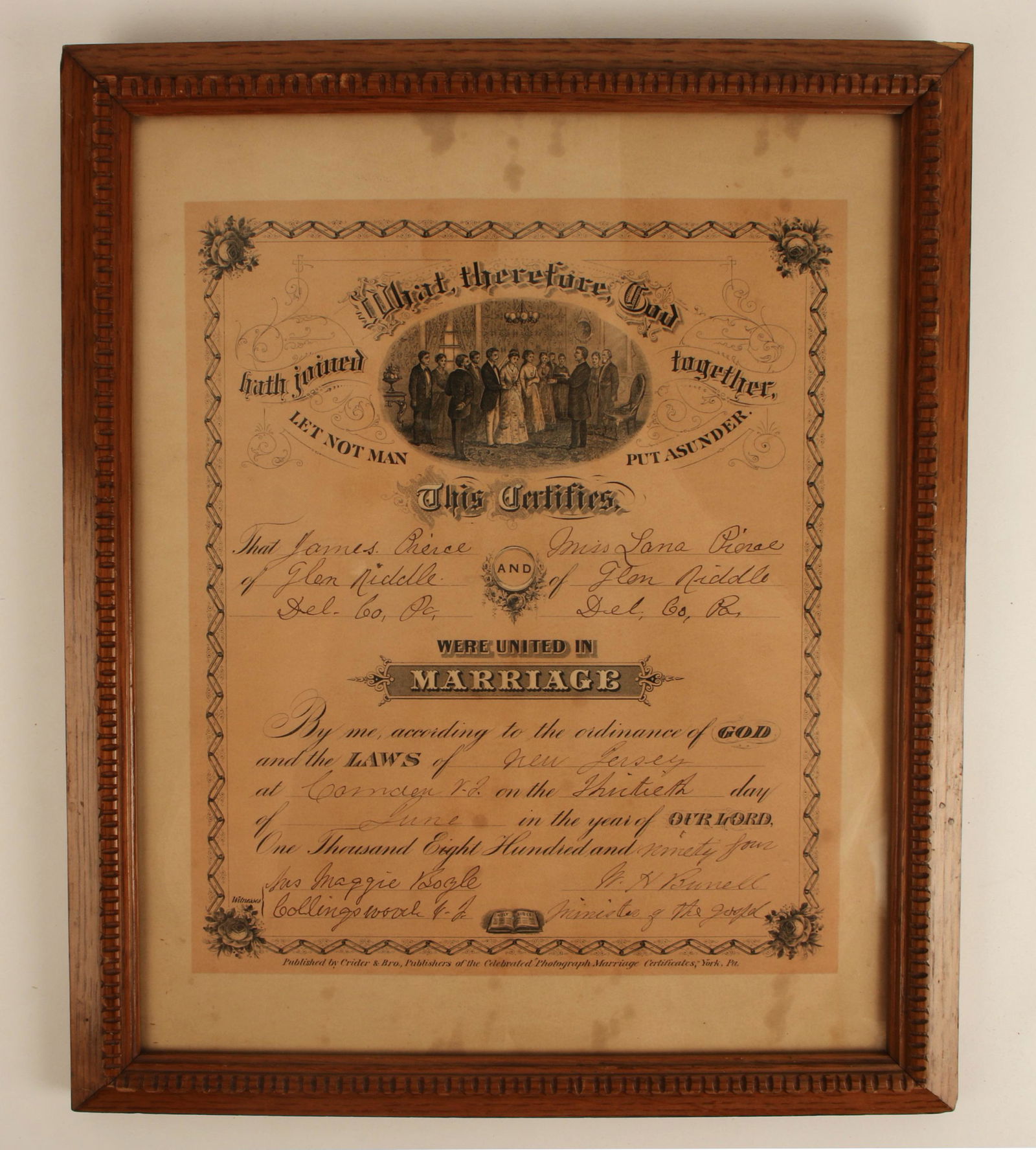 ANTIQUE 1894 MARRIAGE CERTIFICATE LICENSE (1 of 2)