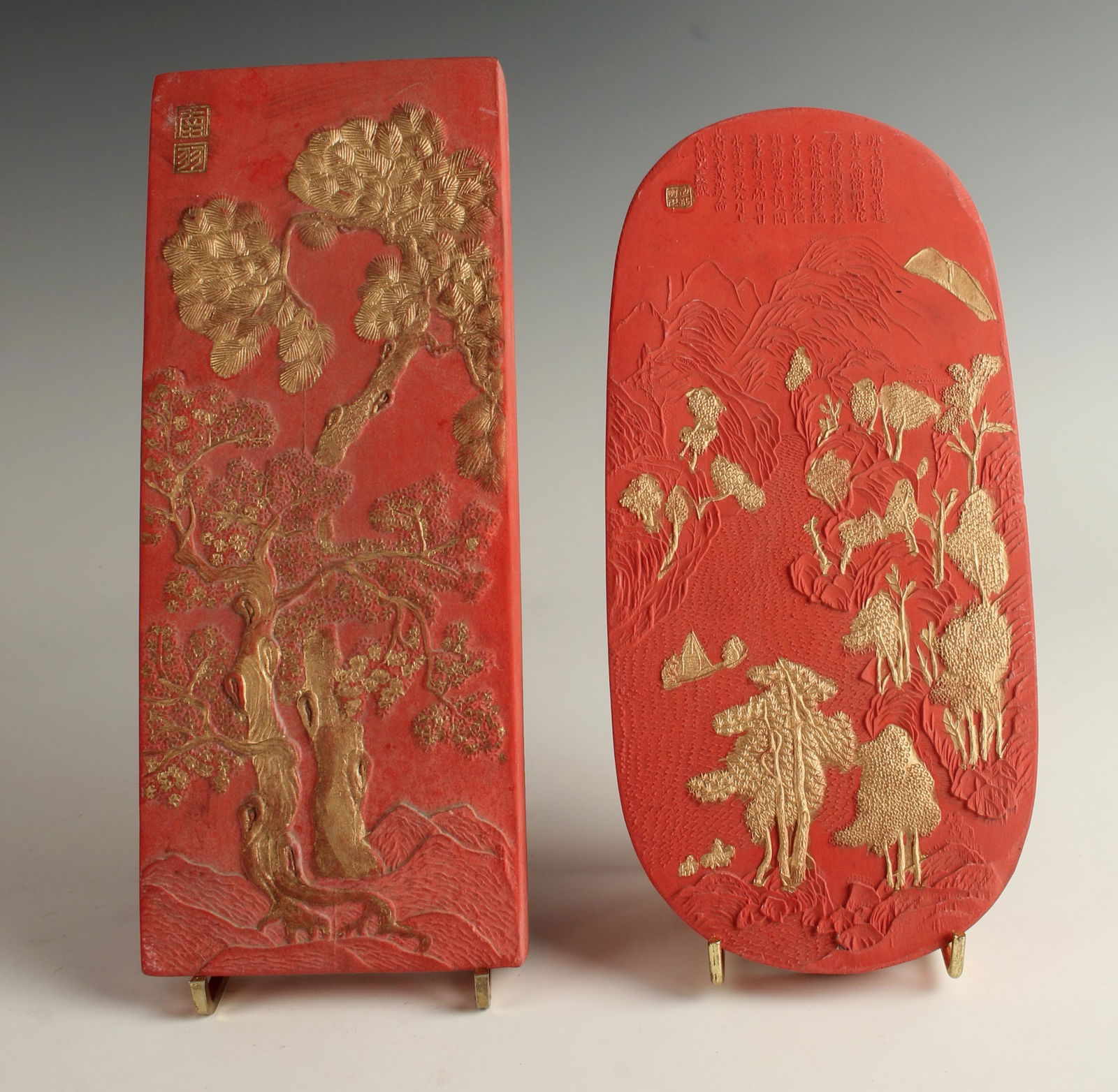 TWO RED & GOLD INK STICKS (1 of 5)