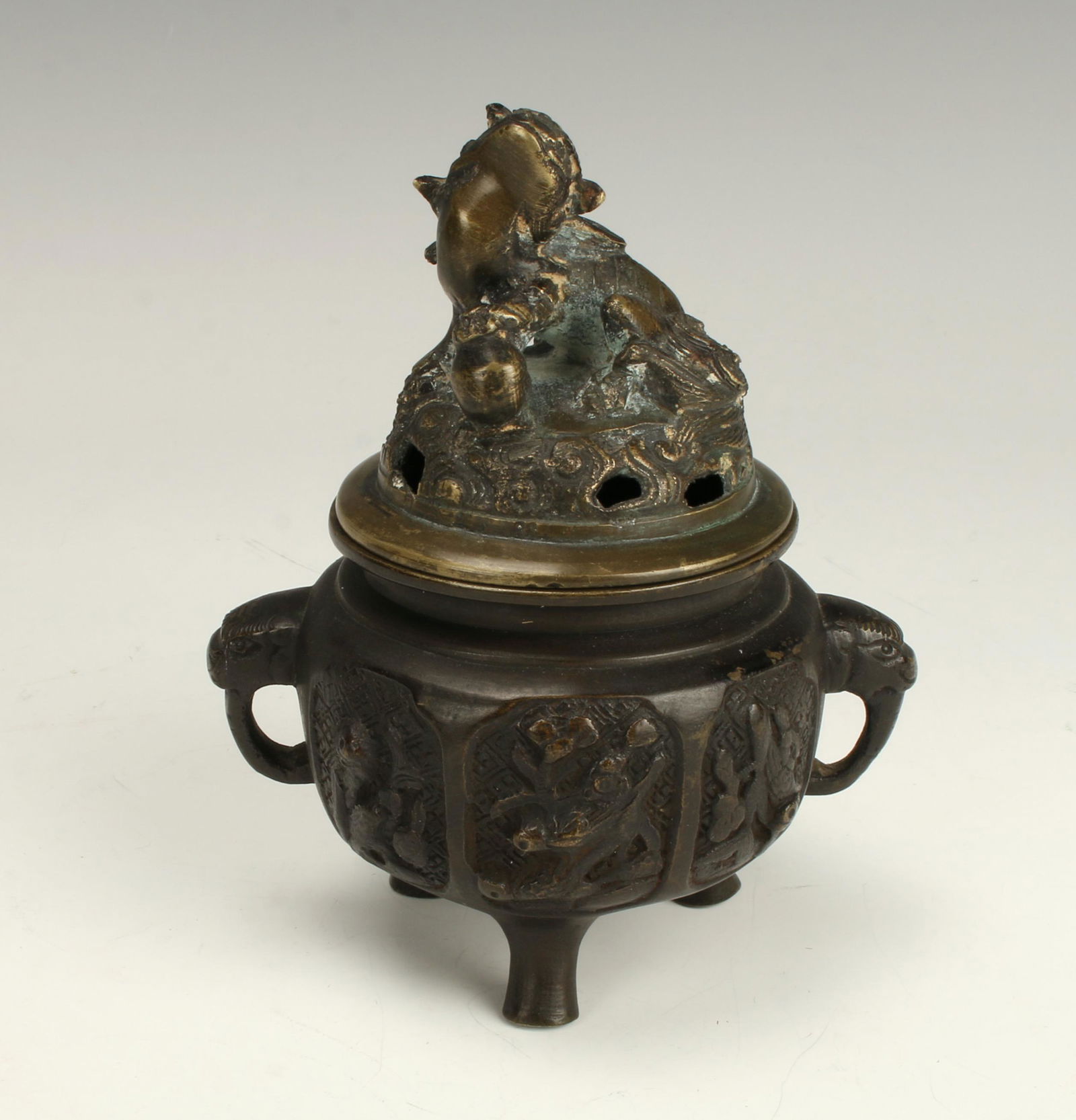 BRONZE TRIPOD INCENSE BURNER (1 of 5)