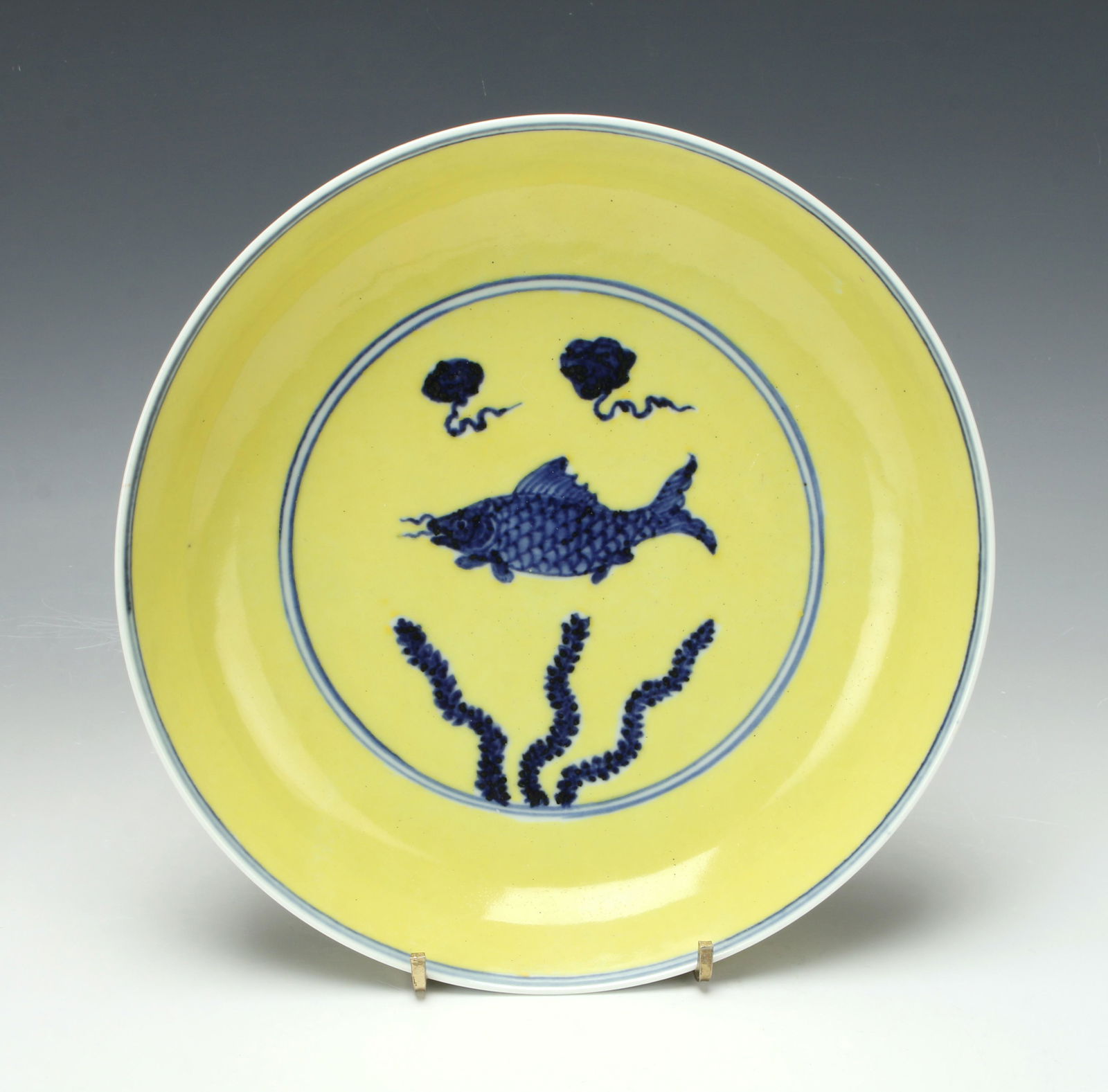 YELLOW PORCELAIN FISH BOWL (1 of 5)