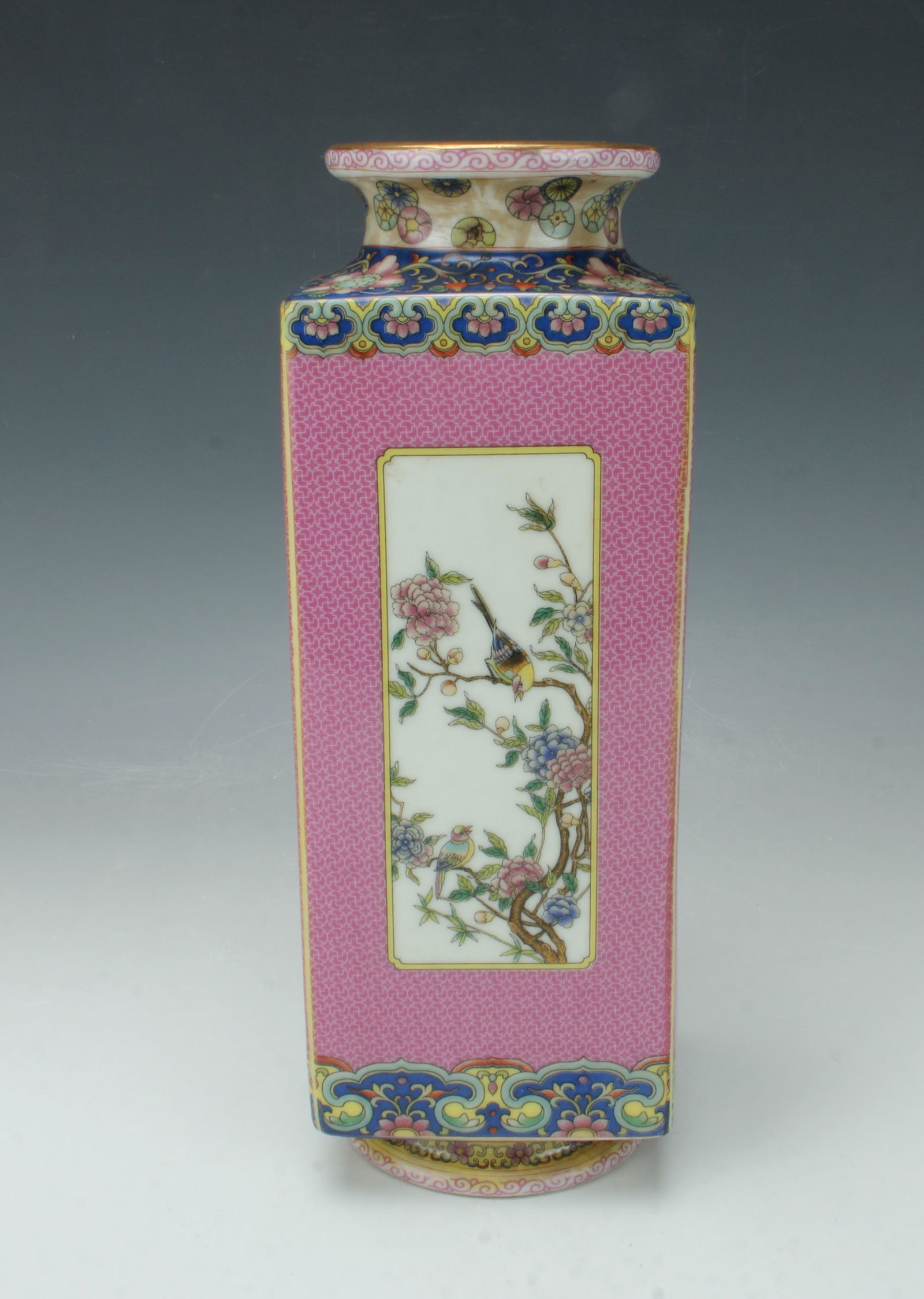 SQUARE PORCELAIN BIRD VASE (1 of 6)