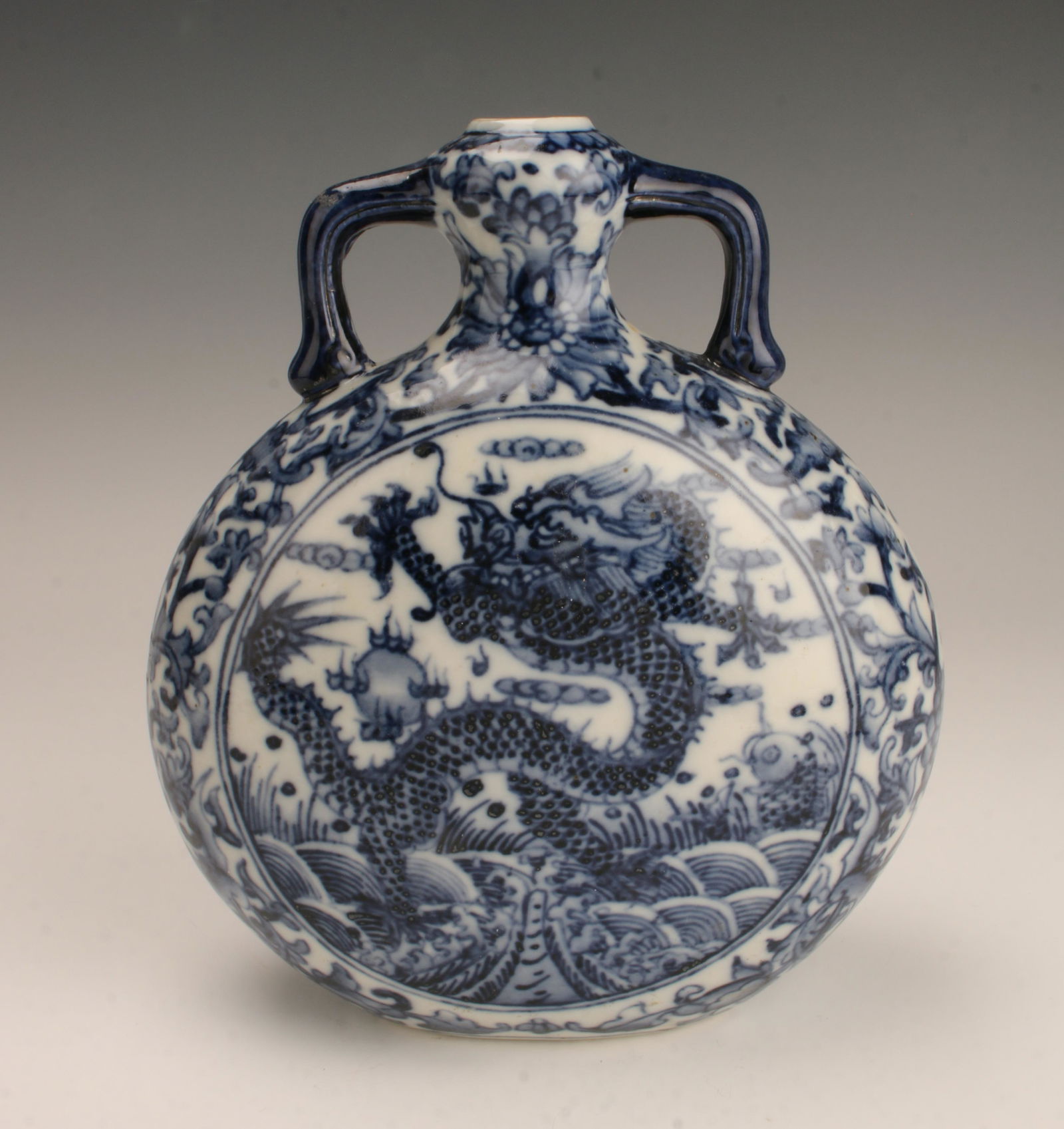 BLUE & WHITE DRAGON MOON FLASK (1 of 5)