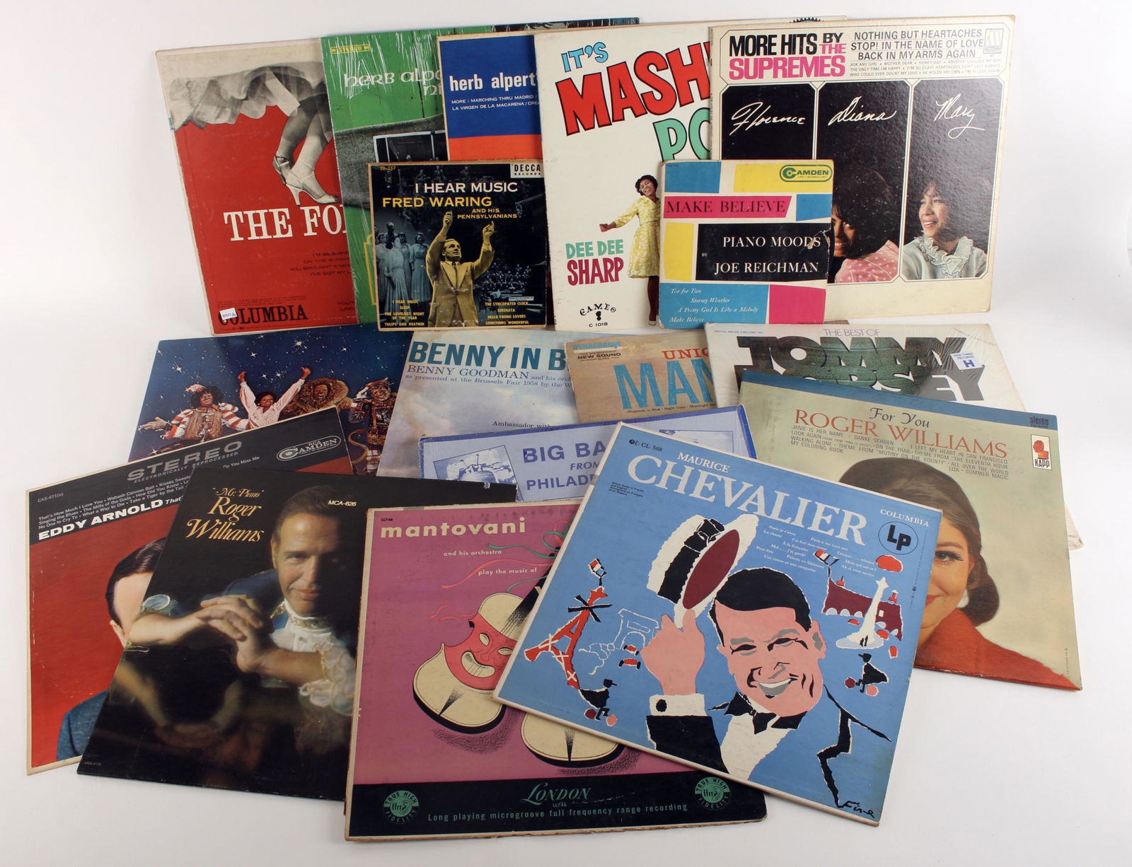 ASSORTED VINTAGE LP RECORD LOT: Including The Supremes, Herb Alpert, Roger Williams, and more. $40 - $80 Please contact us for high resolution images of this lot. Shipping: We are able to pack and ship this item to an add