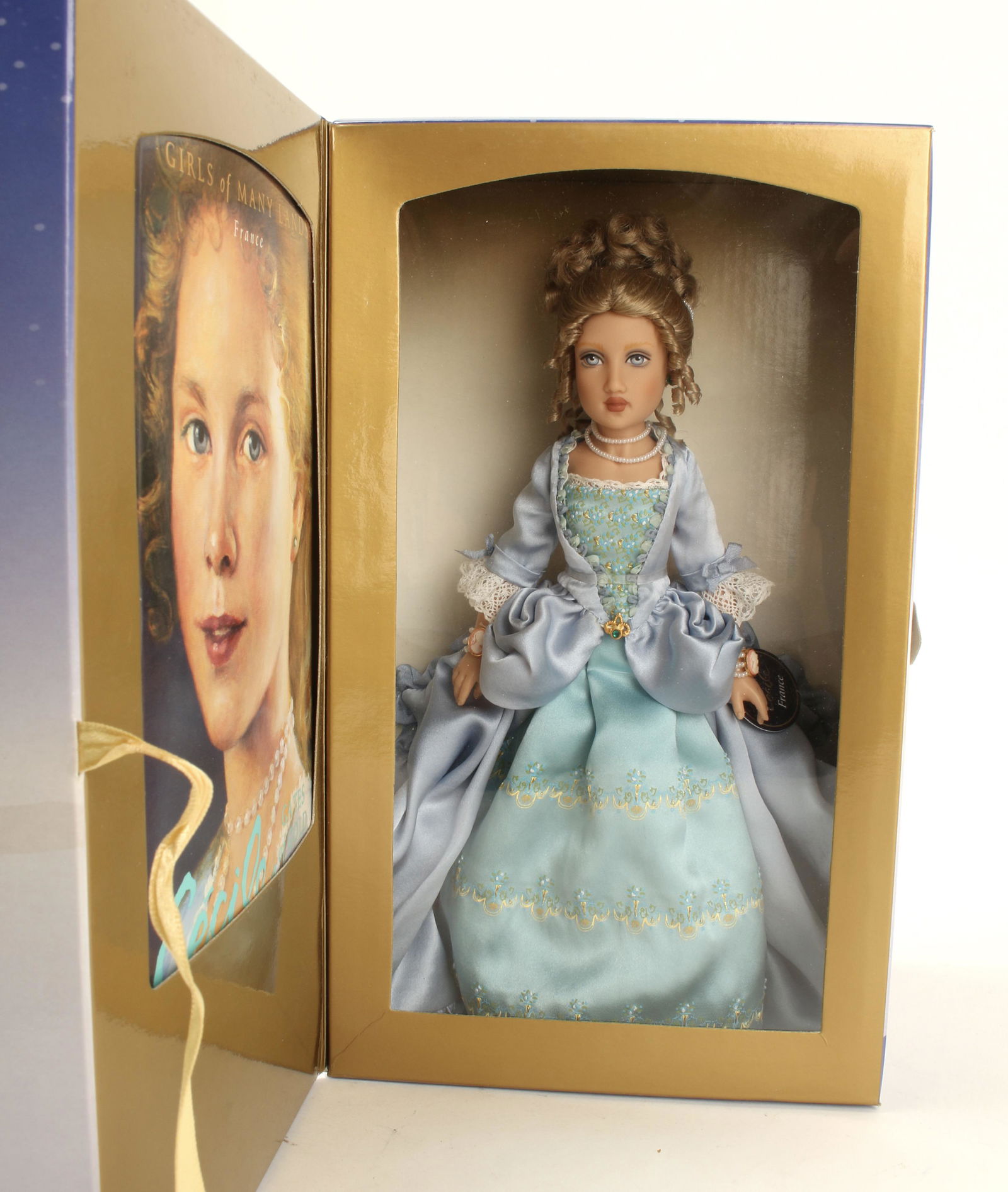 AMERICAN GIRL FRANCE DOLL CELINE IN BOX: American Girl "Girls of Many Lands" Cecile Gates of Gold Doll in box. 11" X 6 1/2" $20 - $40 Please contact us for high resolution images of this lot. Shipping: