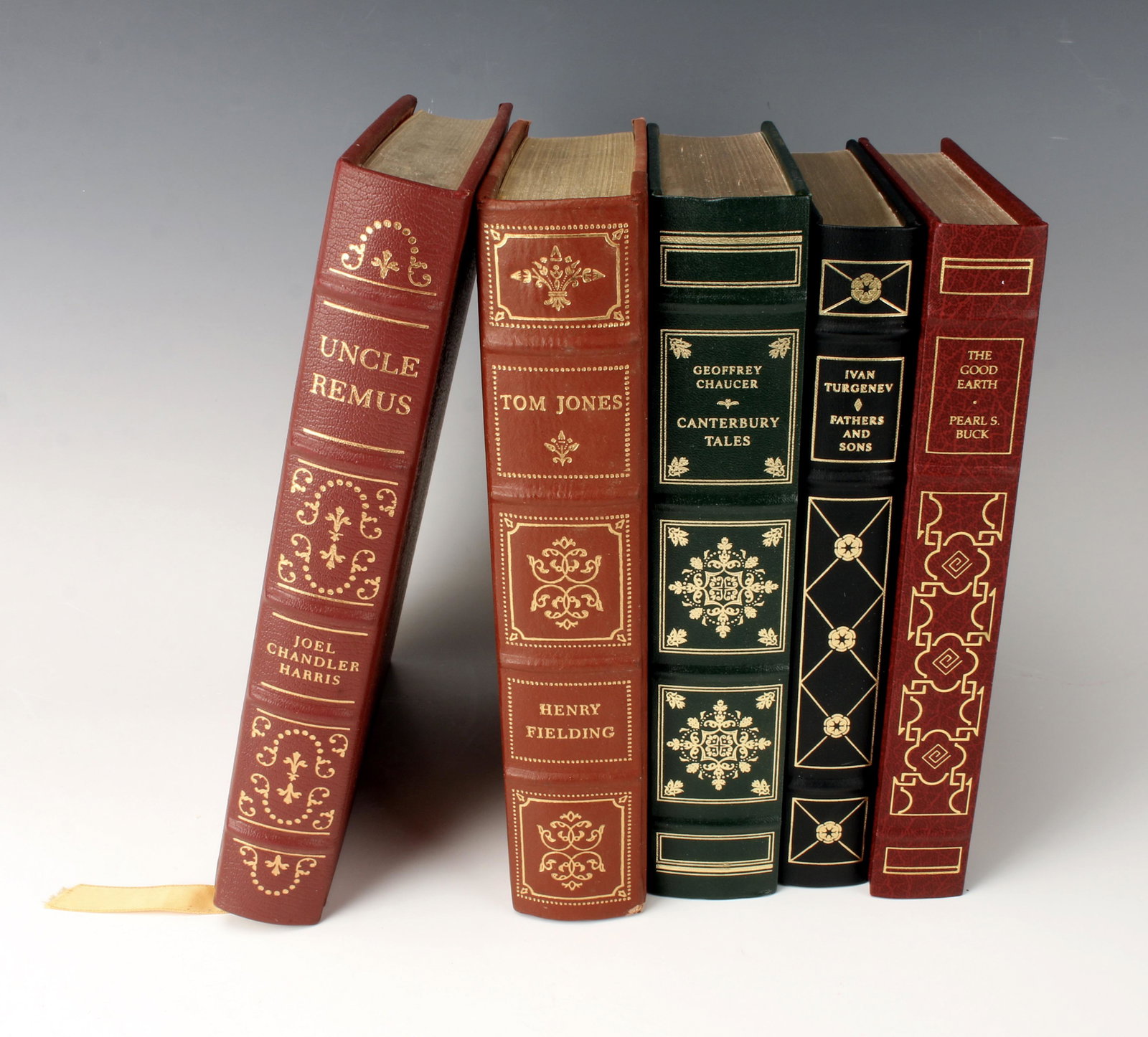 5 BOOKS BUCK, TURGENEV, FIELDING, CHAUCER: The Good Earth - By Pearl S. Buck, illustrated by Barron Storey Fathers and Sons - By Ivan Turgenev, translated from the Russian by Constance Garnett, illustrated by Elaine Raphael and Done Bolognese 