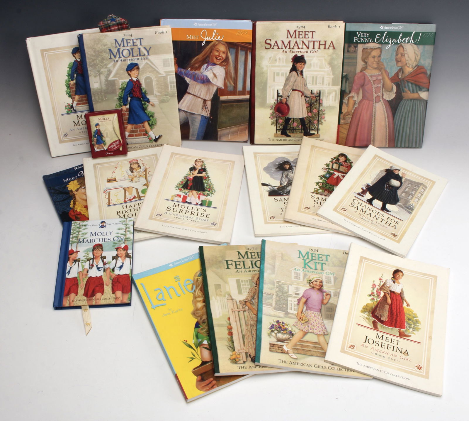 LARGE LOT OF AMERICAN GIRL BOOKS: Samantha, Molly, Josefina, Kit, Felicity, Lanie, Julie, Elizabeth. Published by Pleasant Company 1988-2010. $20 - $40 Please contact us for high resolution images of this lot. Shipping: We
