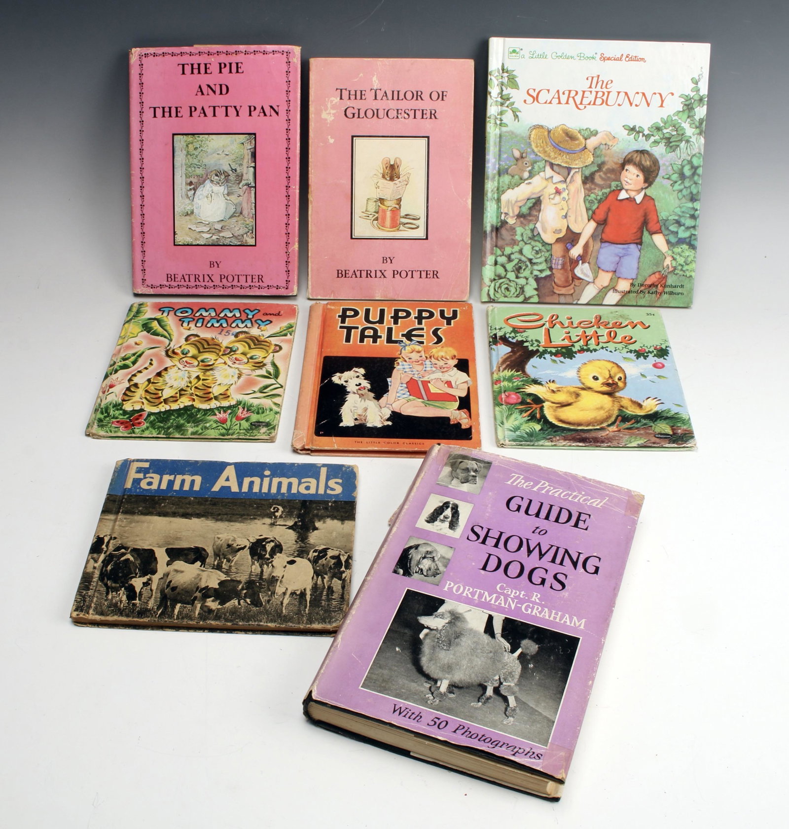 LOT OF CHILDREN'S BOOKS ABOUT ANIMALS: Tommy and Timmy - by Alice Sankey, illustrated by Anne Scheu Berry, hardcover, copyright 1951 Chicken Little - pictures by Marjorie Hartwell, hardcover, copyright 1958 Puppy Tales - illustrated by Phi