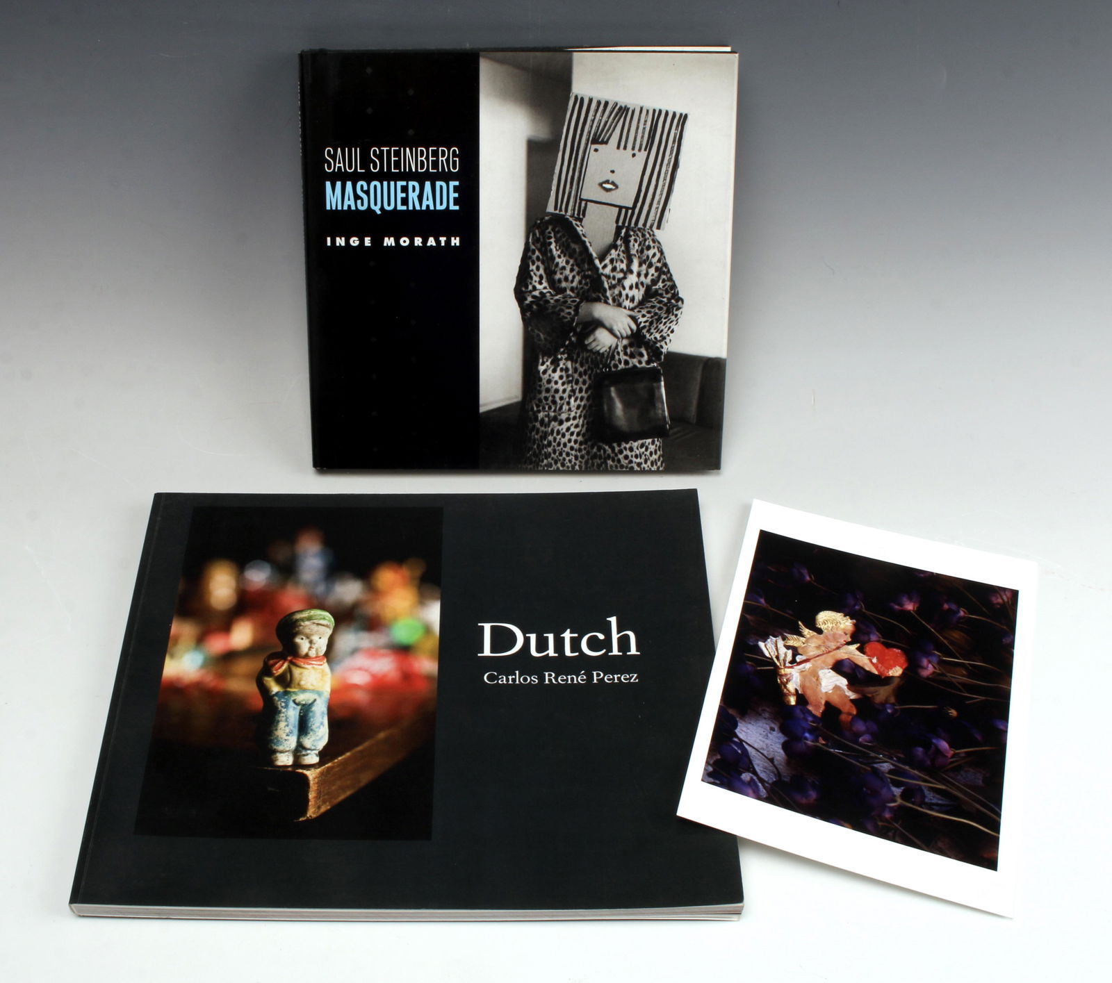 INGE MORATH MASQUERADE, CARLOS PEREZ DUTCH BOOKS: Photography books including signed Inge Morath "Saul Steinberg Masquerade" book 2000 and Carlos René Perez book "Dutch' 2009 an