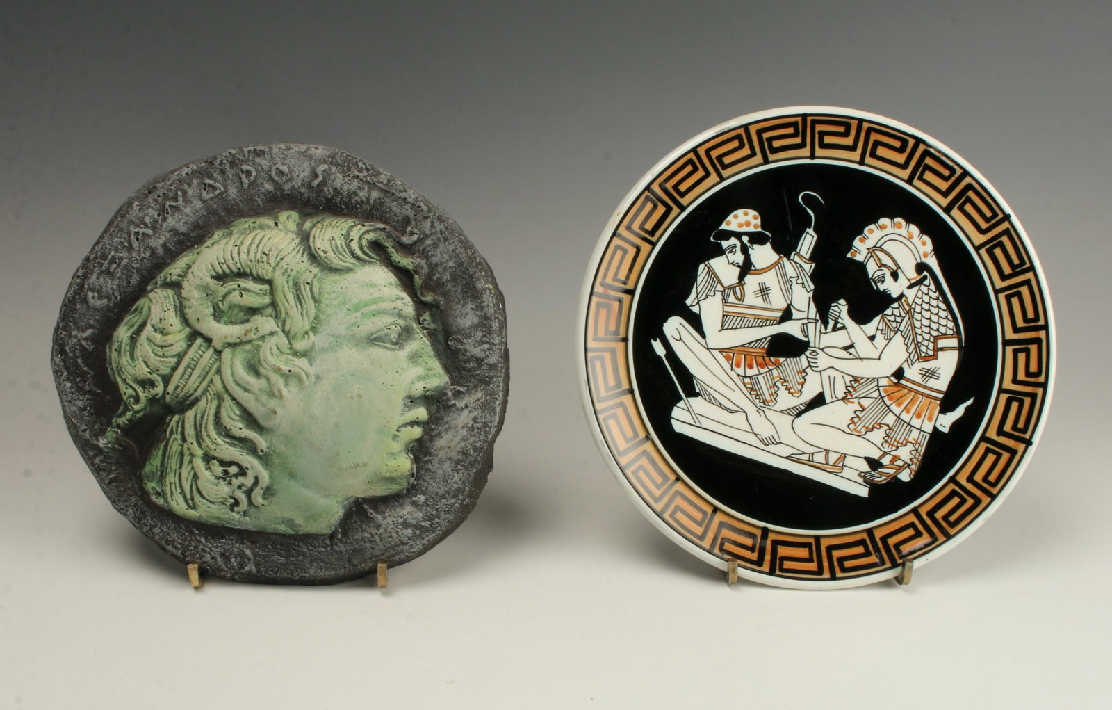 ROMAN SATYR PLAQUE & GREEK ANTIQUITY STYLE PLATE (1 of 4)