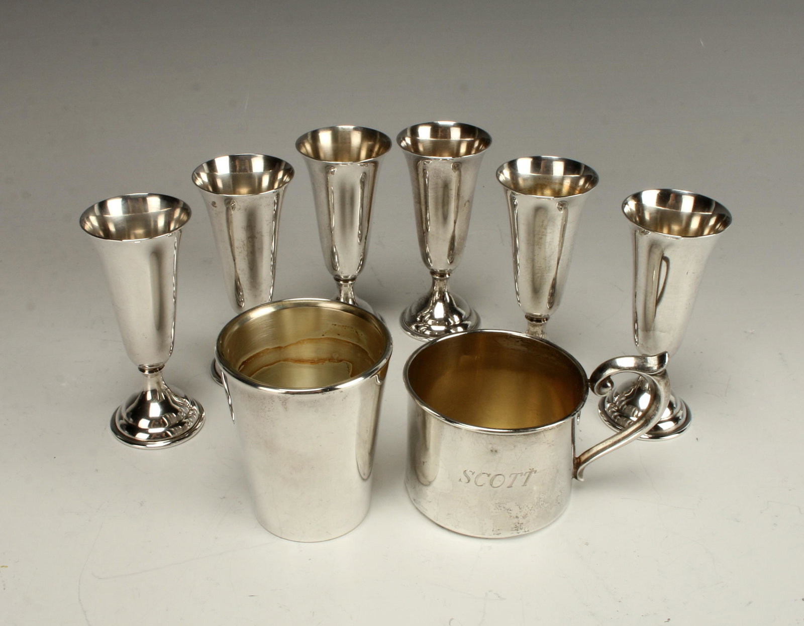 RANDAHAL STERLING CORDIAL GOBLETS & SHOT GLASS (1 of 2)