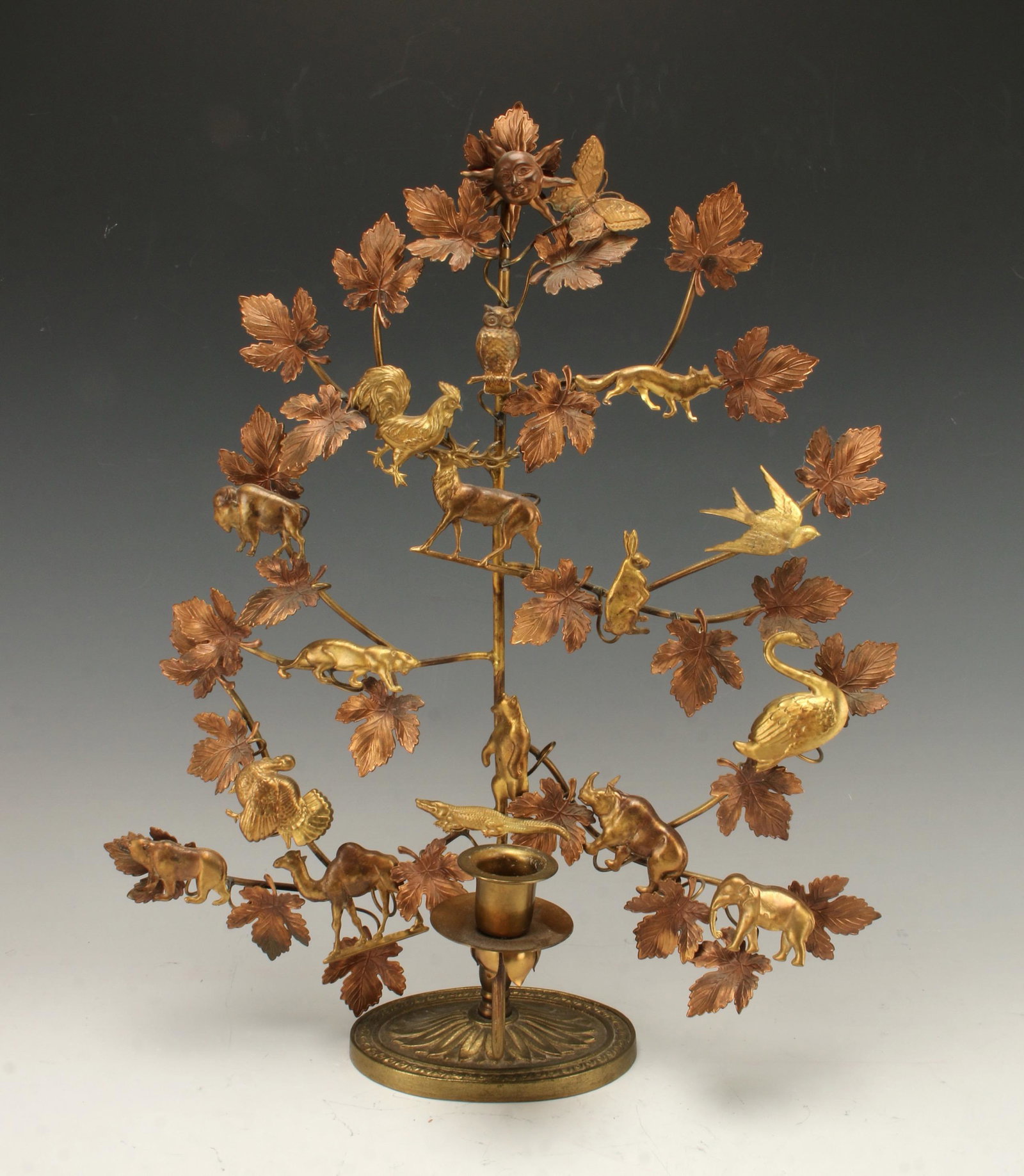 BRASS & COPPER ANIMAL CANDLE HOLDER (1 of 3)