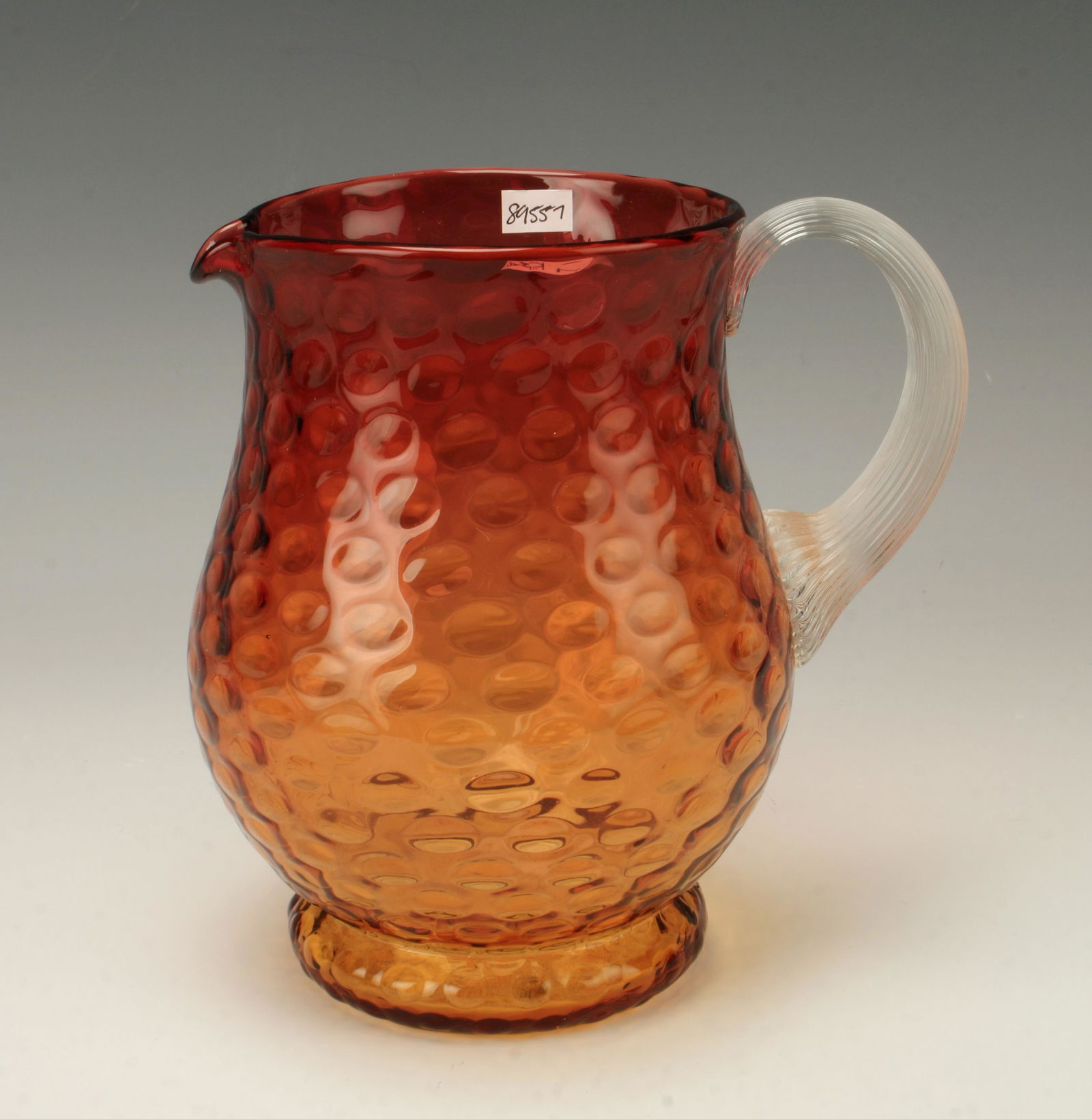 FENTON CRANBERRY ORANGE OPTIC DOT PITCHER (1 of 2)