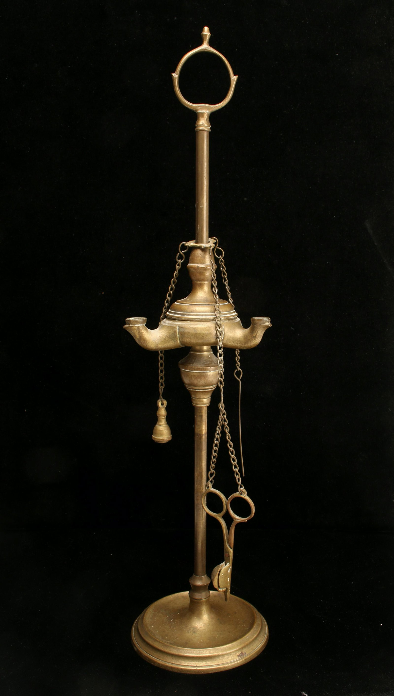 ANTIQUE BRASS 3 WICK OIL LAMP LUCERNA (1 of 4)