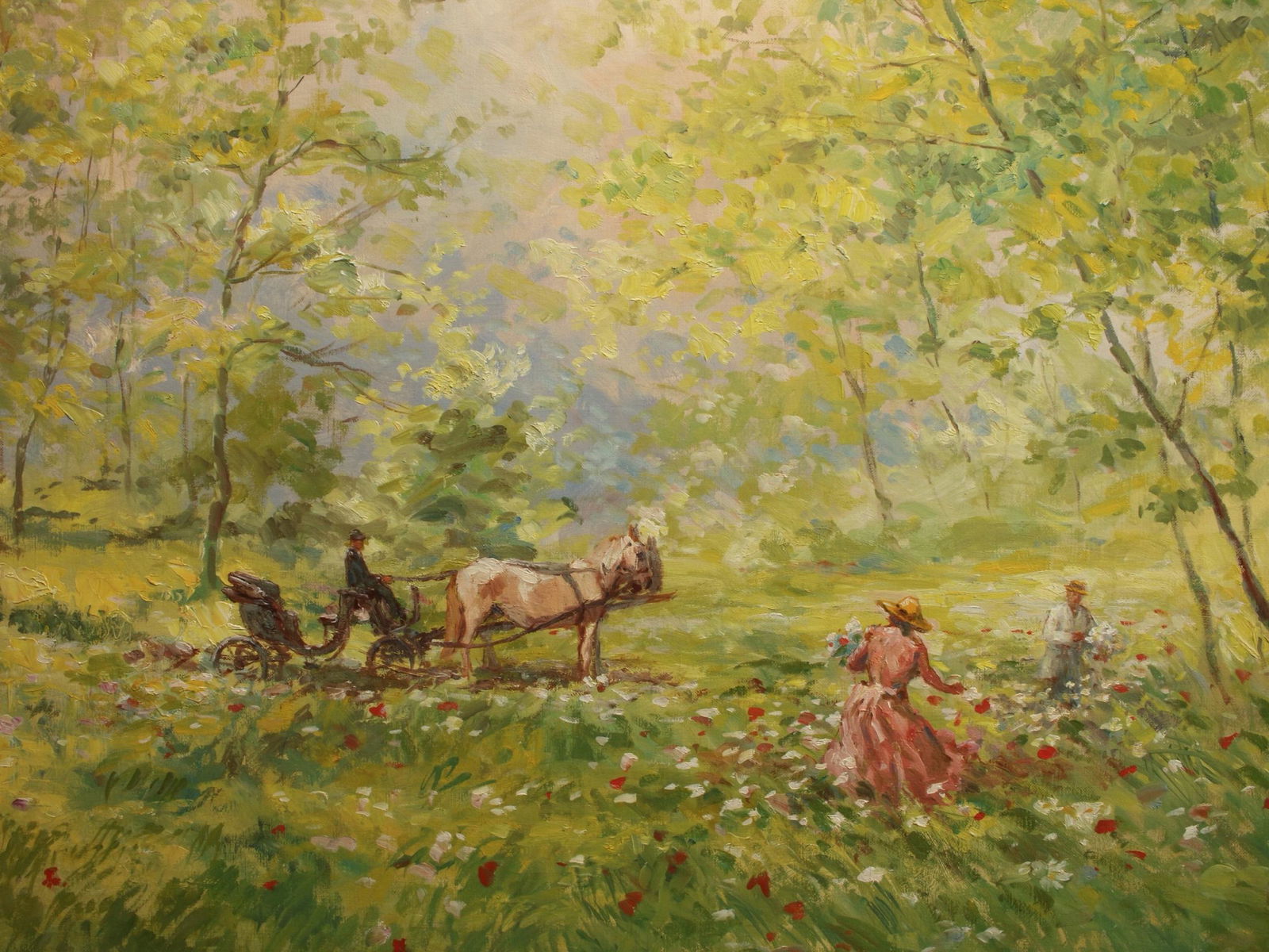 FLOWER FIELDS OIL ON CANVAS PAINTING SIGNED SAVAL (1 of 3)