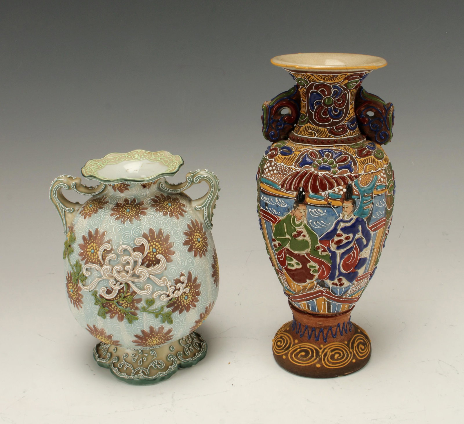 TWO JAPANESE SATSUMA VASES (1 of 3)