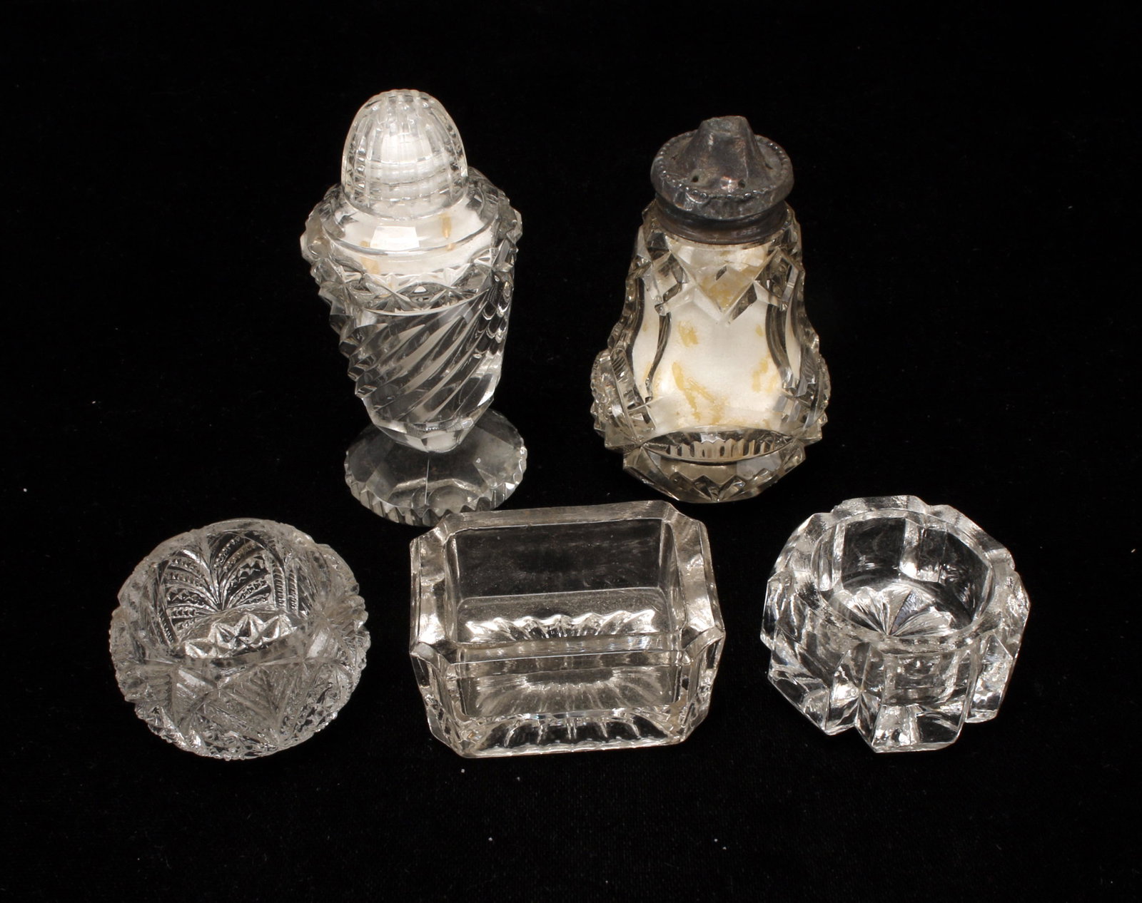 19TH C. SALT CELLARS & 20TH CENTURY SALT SHAKERS: 19TH