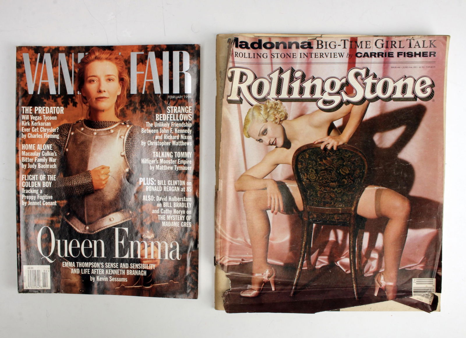 ENTERTAINMENT MAGAZINE LOT: ENTERTAINMENT MAGAZINE LOTLot includes one issue of "Vanity Fair" from February 1996 and one issue of "Rolling Stone" from June, 13th 1991. Rolling Stone front cover