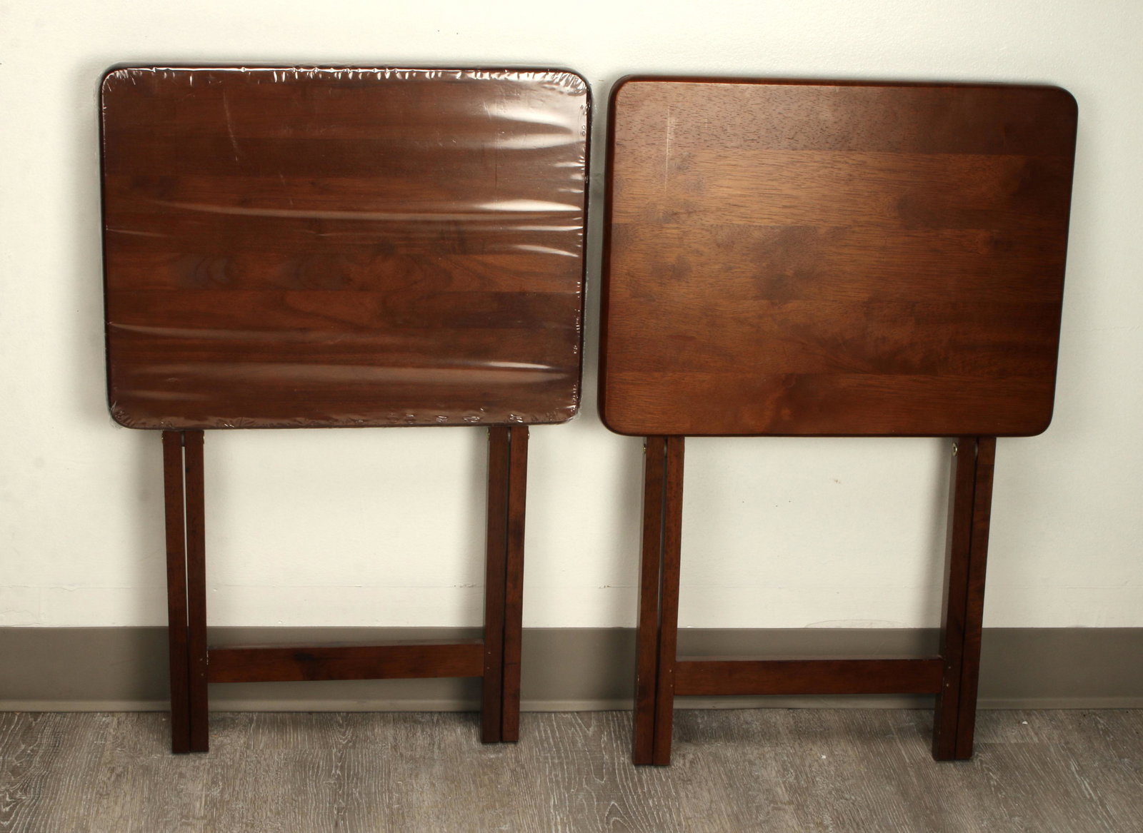 2 MAHOGANY FINISHED TV TRAY TABLES (1 of 2)