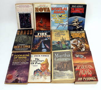 12 PAPERBACK SCI-FI NOVELS: 12 PAPERBACK SCI-FI NOVELSEasy to pack for your next vacation! So Long, And Thanks For All The Fish - by Douglas Adams, paperback, copyright 1984 Desolation Road - by Ian McDonald,