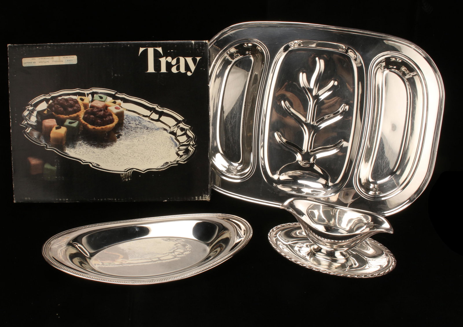 FOUR SILVERPLATE SERVING ITEMS (1 of 3)