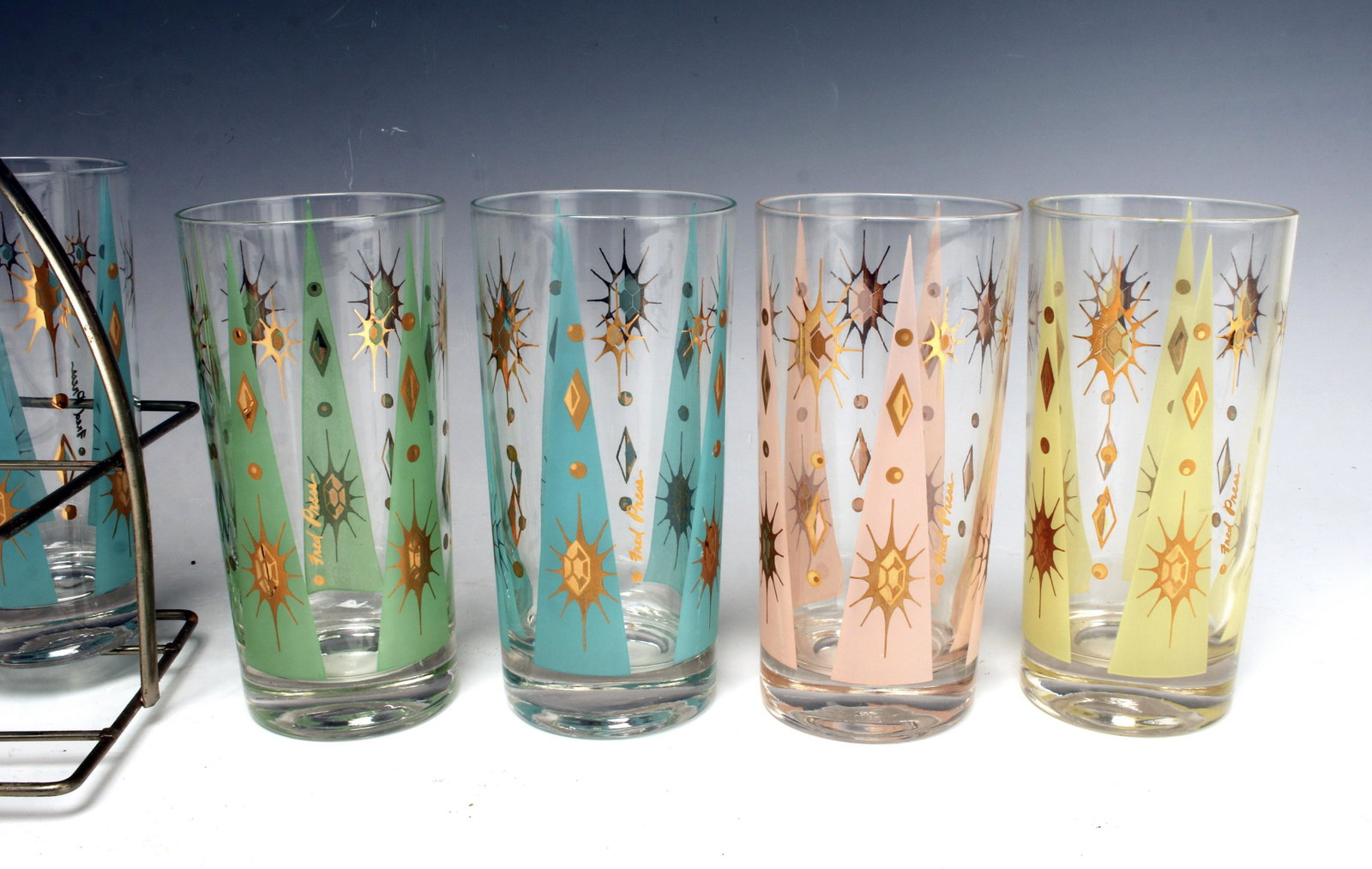 FRED PRESS PASTEL ATOMIC BURST HIGHBALL GLASSES (1 of 4)